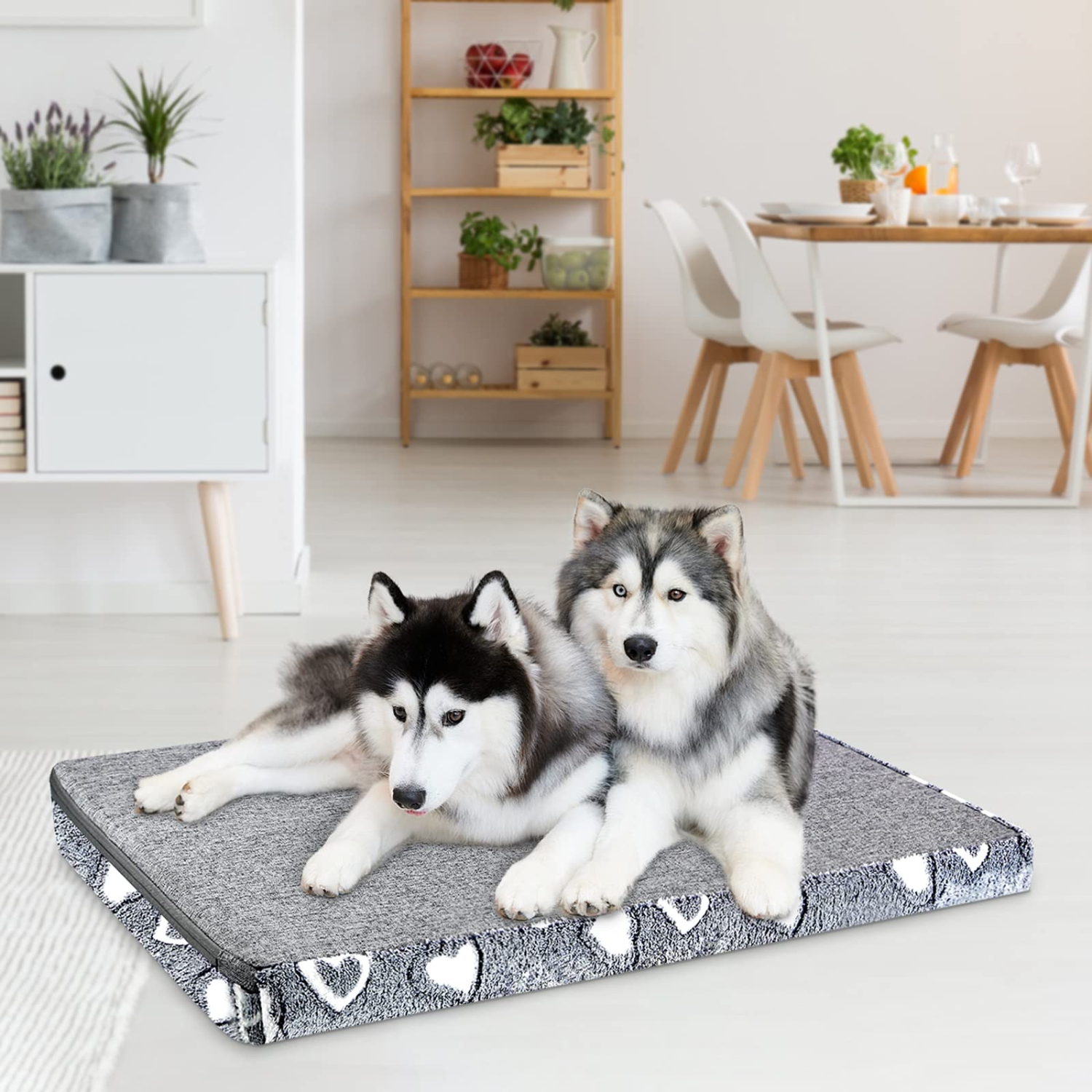 Dog Bed Mat Reversible(Cool & Soft), Stylish 48” Pet Bed Mattress for Dog Crate, Water Proof Linings, Removable Machine Washable Cover, Pet Bed for