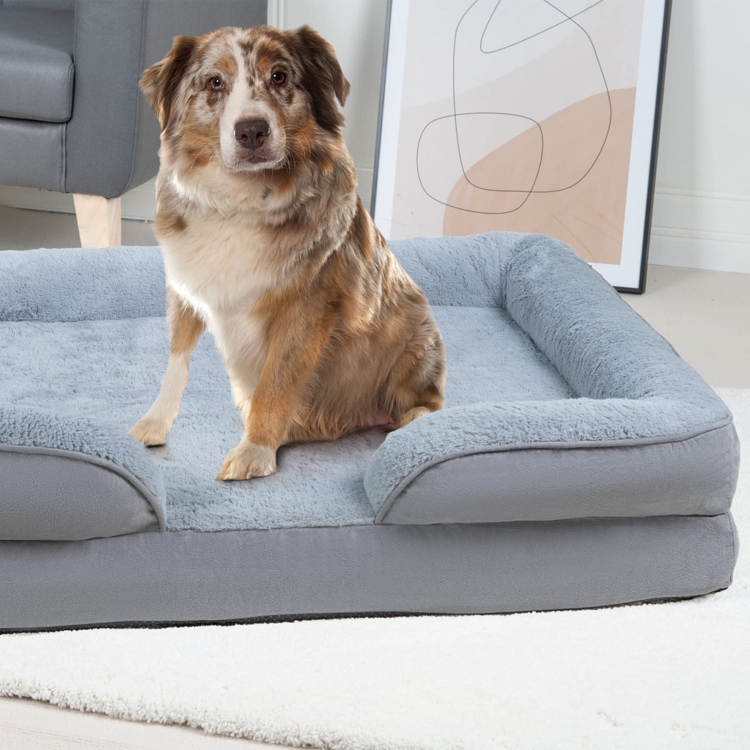 Orthopedic Dog Bed 70x58x18CM,Ergonomic Dog Sofa,Two Pads Removable,Cover with Non-Slip and Machine Washable