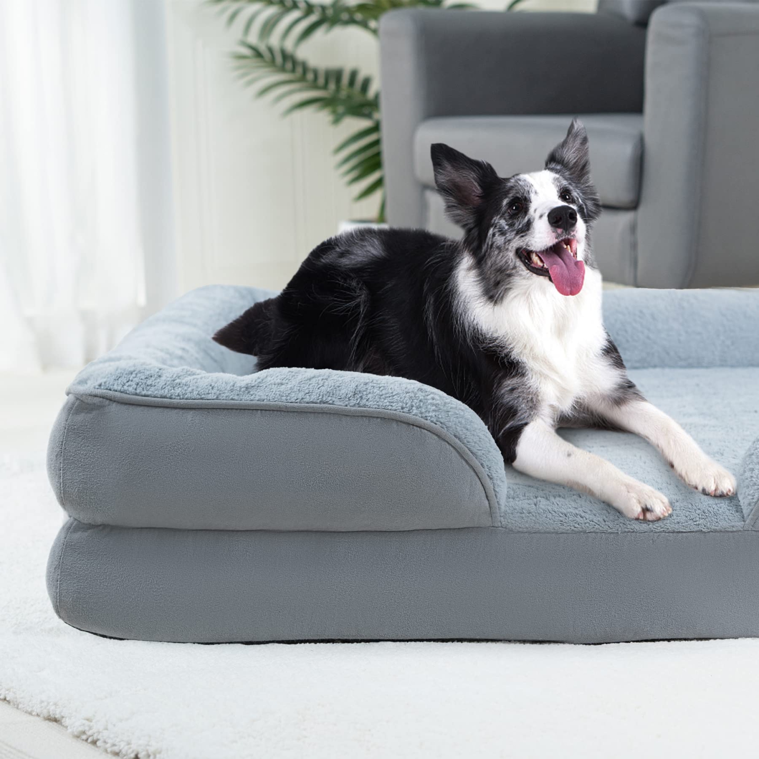 Orthopedic Dog Bed 70x58x18CM,Ergonomic Dog Sofa,Two Pads Removable,Cover with Non-Slip and Machine Washable