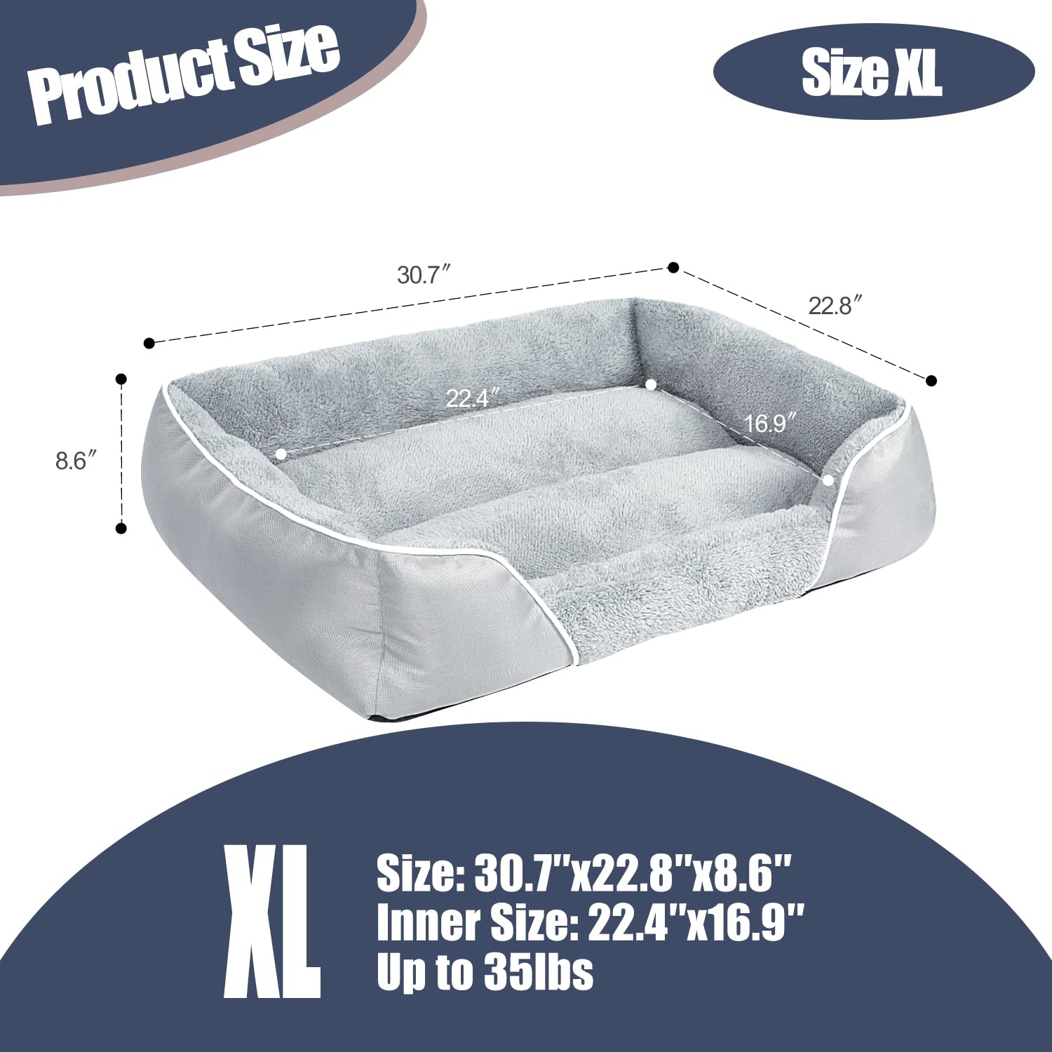 Dog Bed for Medium Dogs, Rectangle Machine Washable Dog Bed Warming Calming Pet Sofa Comfortable Orthopedic Dog Bed for Small Medium Dogs with