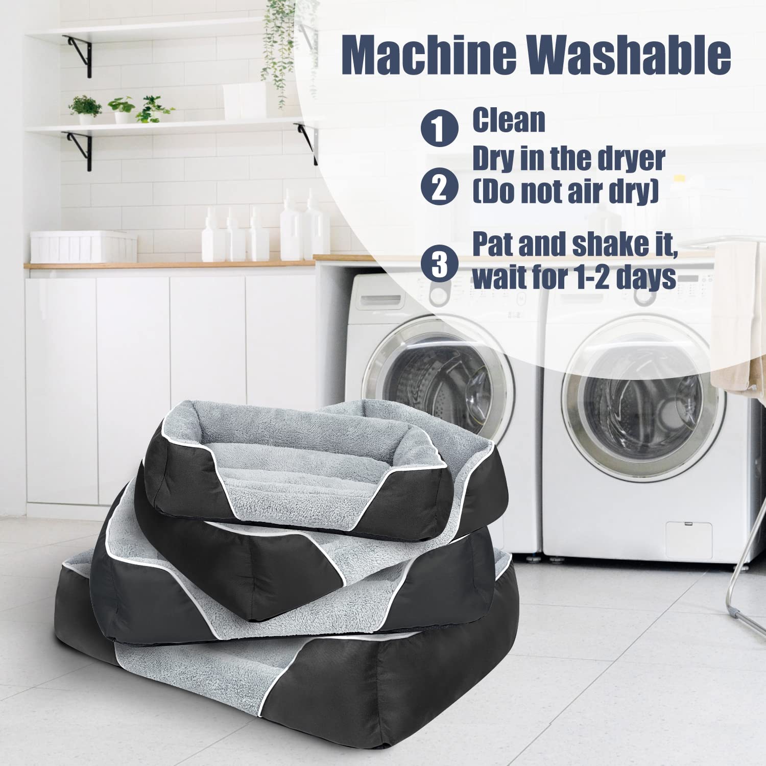 Lit pour chiens moyens, lit rectangulaire lavable à la machine lit pour chiens chaud sofa pour animal de compagnie confortable Orthopedic lit pour