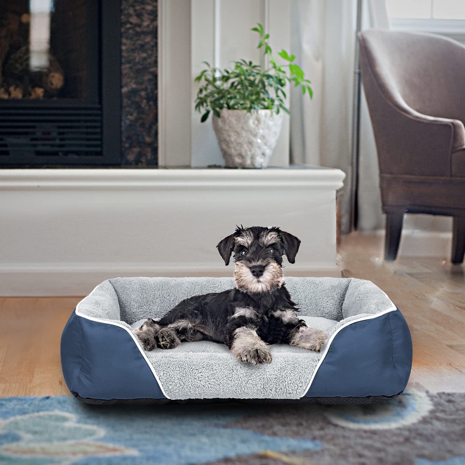 Dog Bed for Medium Dogs, Rectangle Machine Washable Dog Bed Warming Calming Pet Sofa Comfortable Orthopedic Dog Bed for Small Medium Dogs with