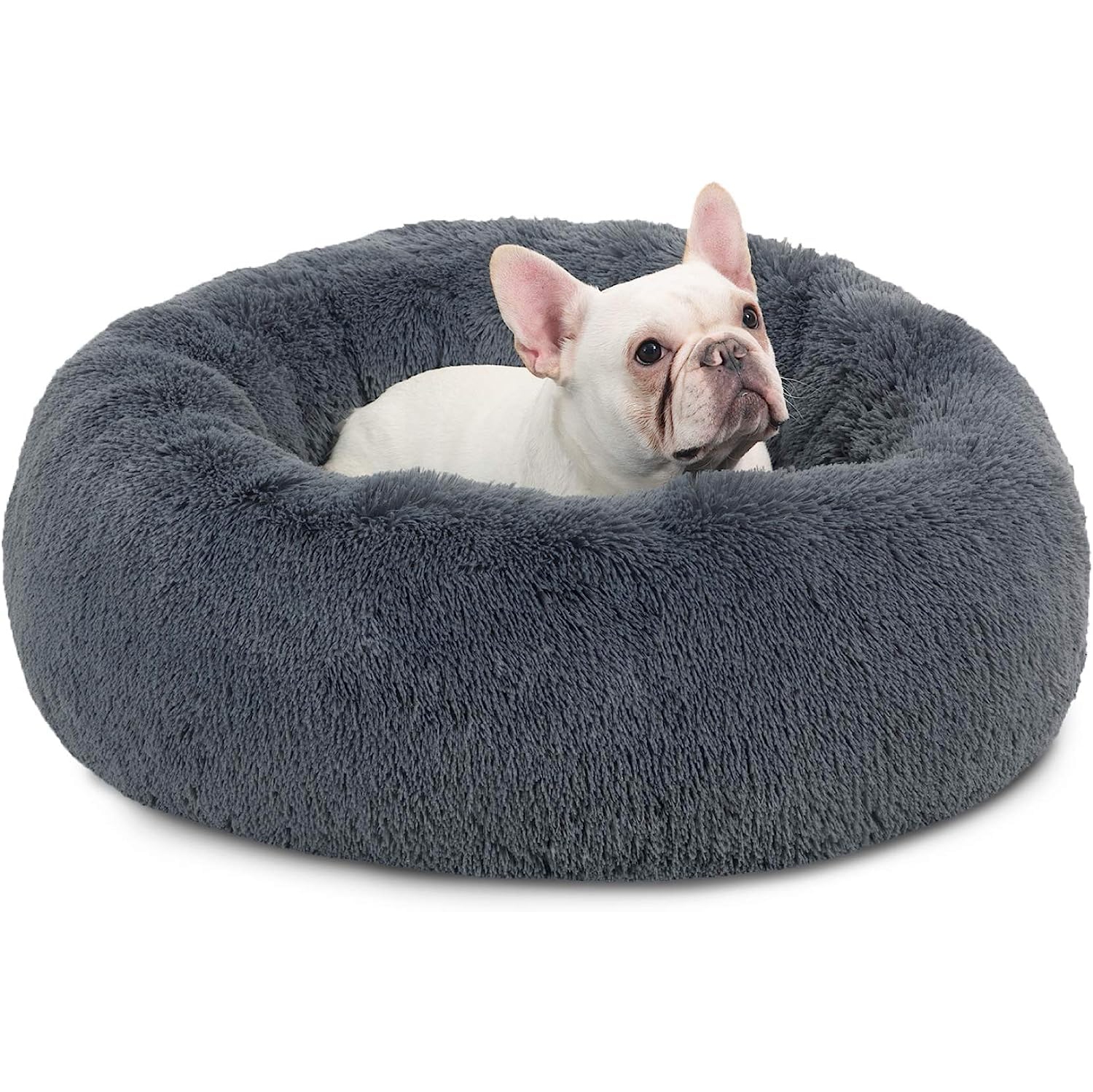 Small Dog Bed Washable - Self Calming Dog Beds - 23 inches Fluffy Donut Cuddler for Small Deep Sleep Cat up to 25lbs - Anti-Anxiety Indoor Round Dog