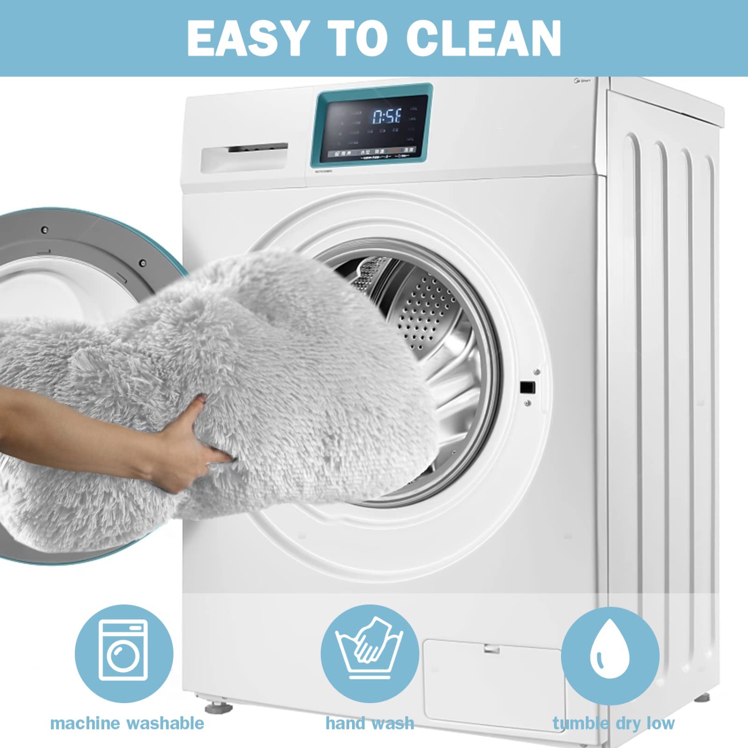 Petit lit pour chiens lavable - lit de cage pour chiens calmants, lit de coussin moelleux pour chiens, P(25,2'' x 19,9''), gris pâle