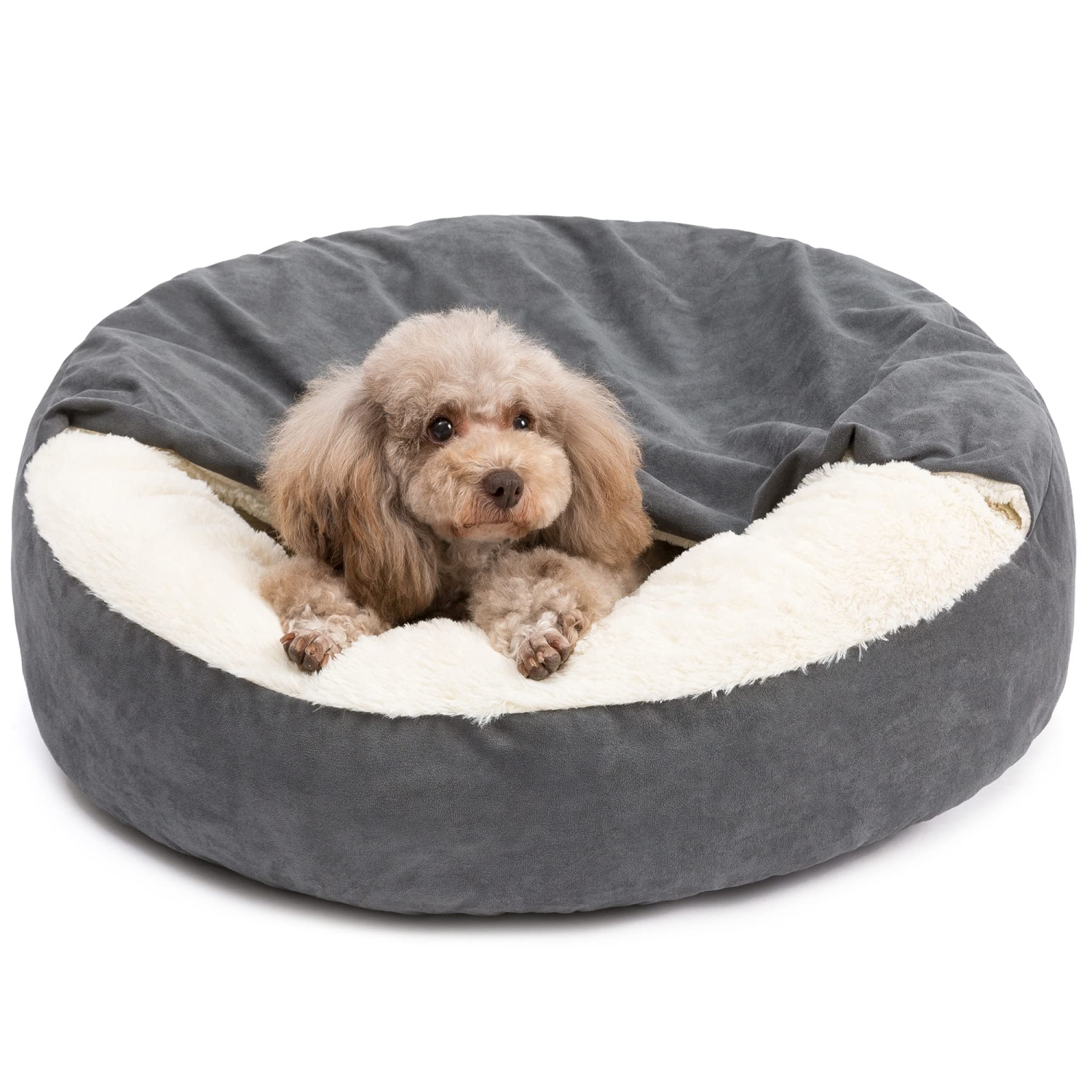 Lit pour chiens Cozy Cave pour petits chiens jusqu'à 30lbs - Lits Burrow lavables avec couverture attachée - lit recouvert Dog Cave avec base
