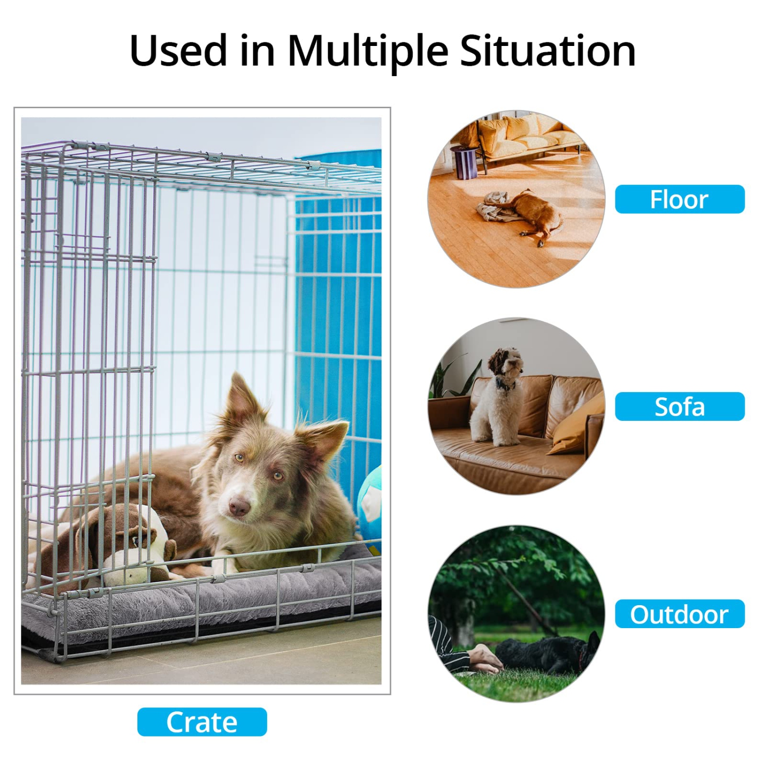 Dog Beds Crate Pad for Large Dogs Fit Metal Dog Crates,Ultra Soft Dog Crate Bed Washable & Anti-Slip Kennel Pad for Dogs Cozy Sleeping Mat,Gray 42inch