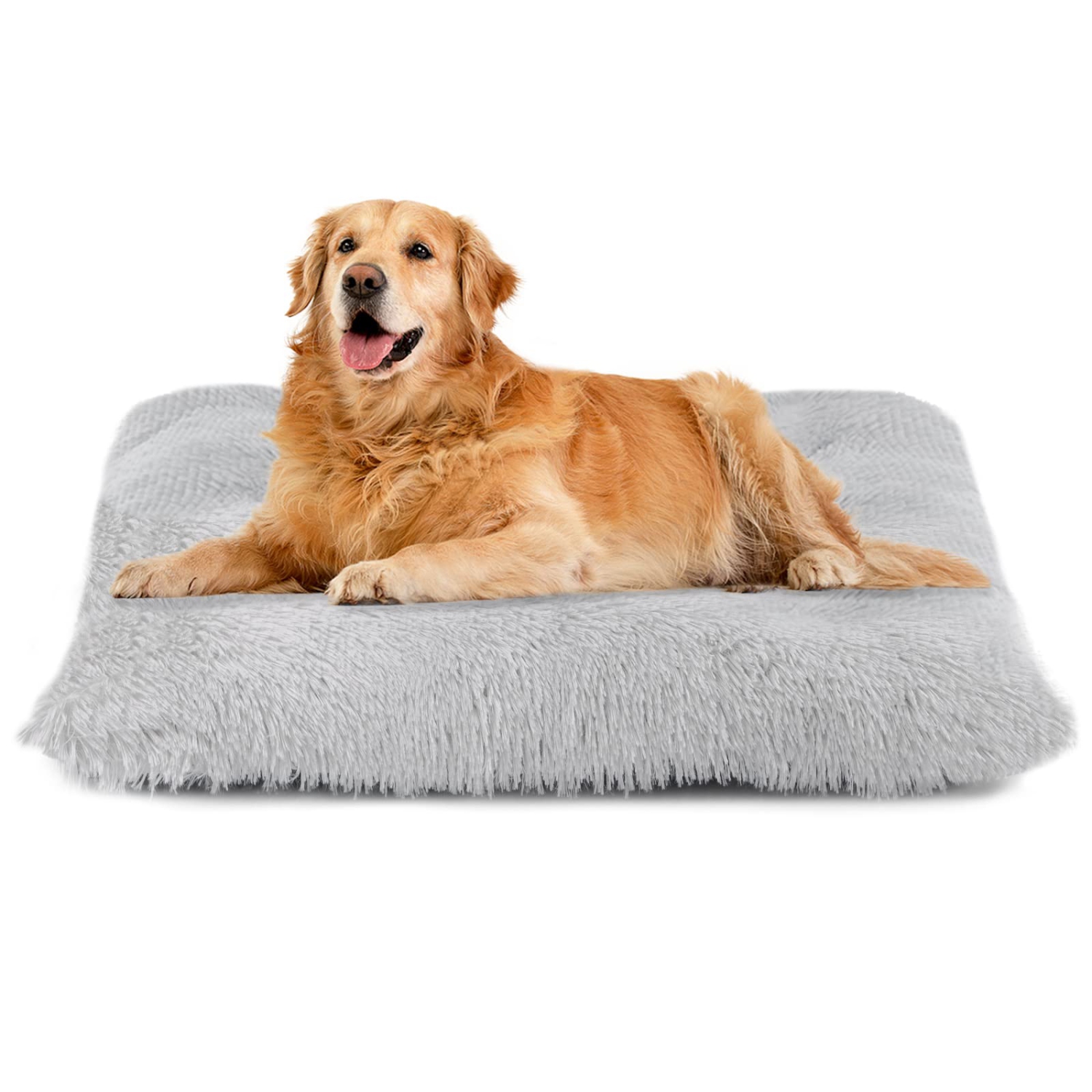 Calming Dog Crate Mat Bed for Large Dogs Fluffy Pet Pillow Bed for Dogs L 36.6 x 25.6 Light Grey