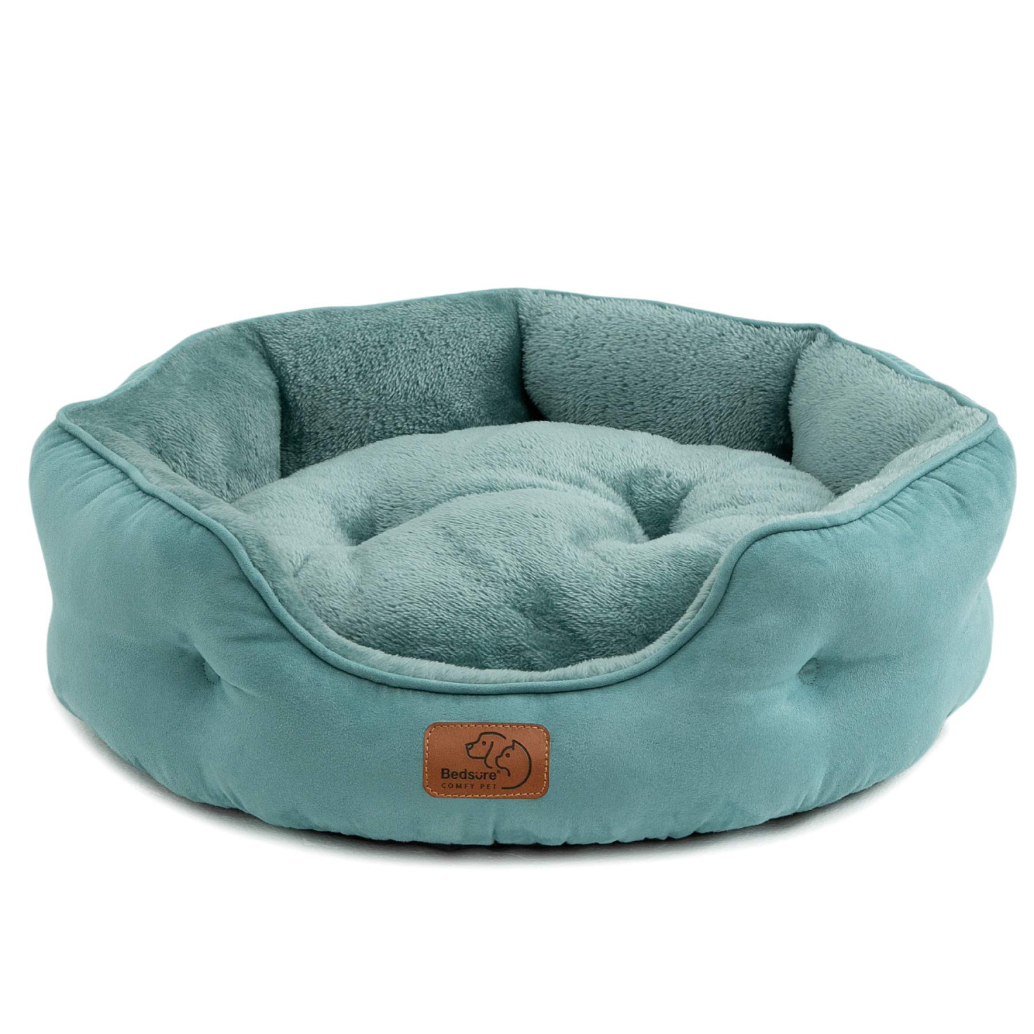 Small Dog Bed, Round Pet Bed for Cats and Small Dogs – Machine Washable Cat Beds - Anti-Slip Bottom - All Season Ultra Soft Cat & Dog Cushion Bed -