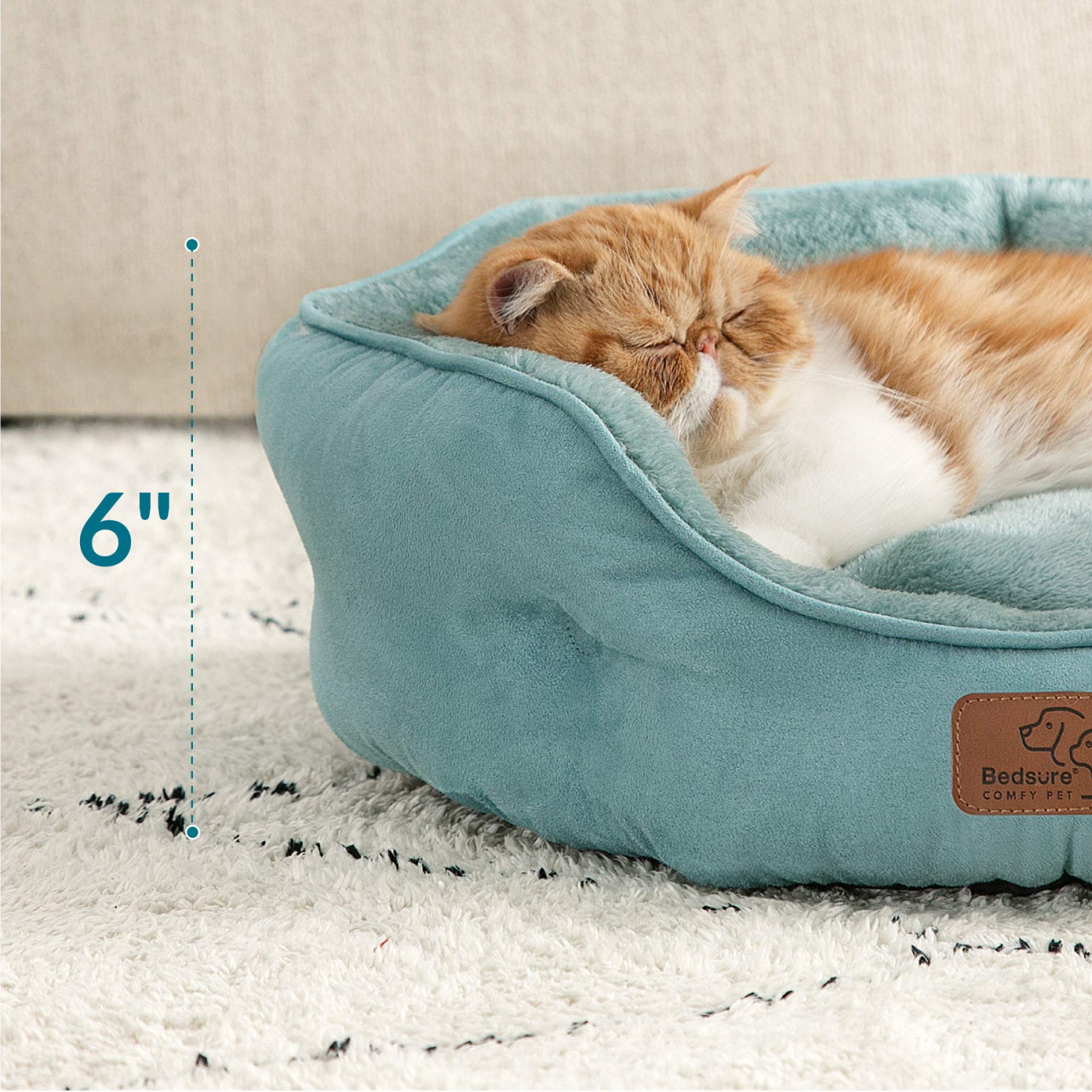 Small Dog Bed, Round Pet Bed for Cats and Small Dogs – Machine Washable Cat Beds - Anti-Slip Bottom - All Season Ultra Soft Cat & Dog Cushion Bed -