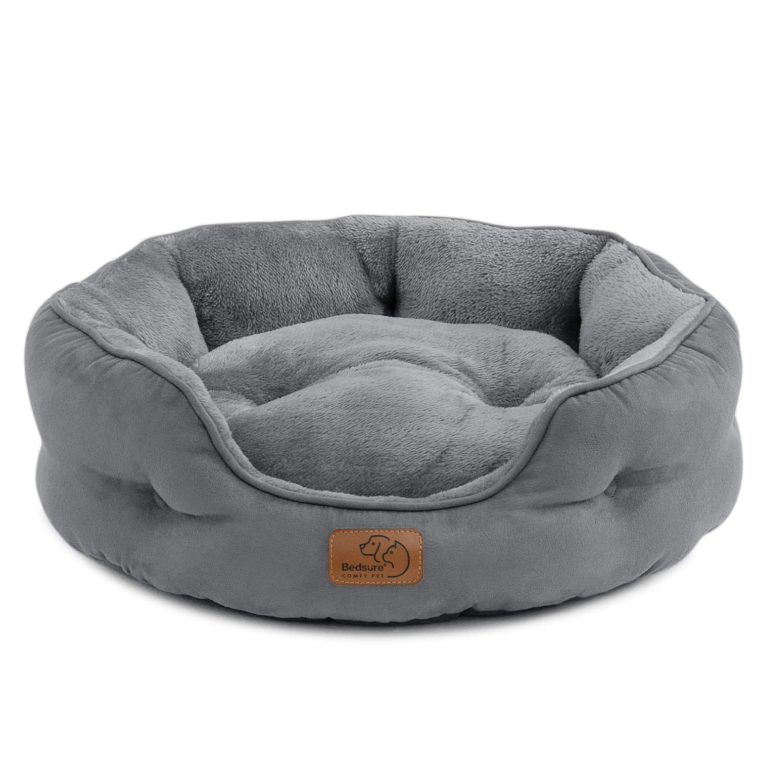Small Dog Bed, Round Pet Bed for Cats and Small Dogs – Machine Washable Cat Beds - Anti-Slip Bottom - All Season Ultra Soft Cat & Dog Cushion Bed -