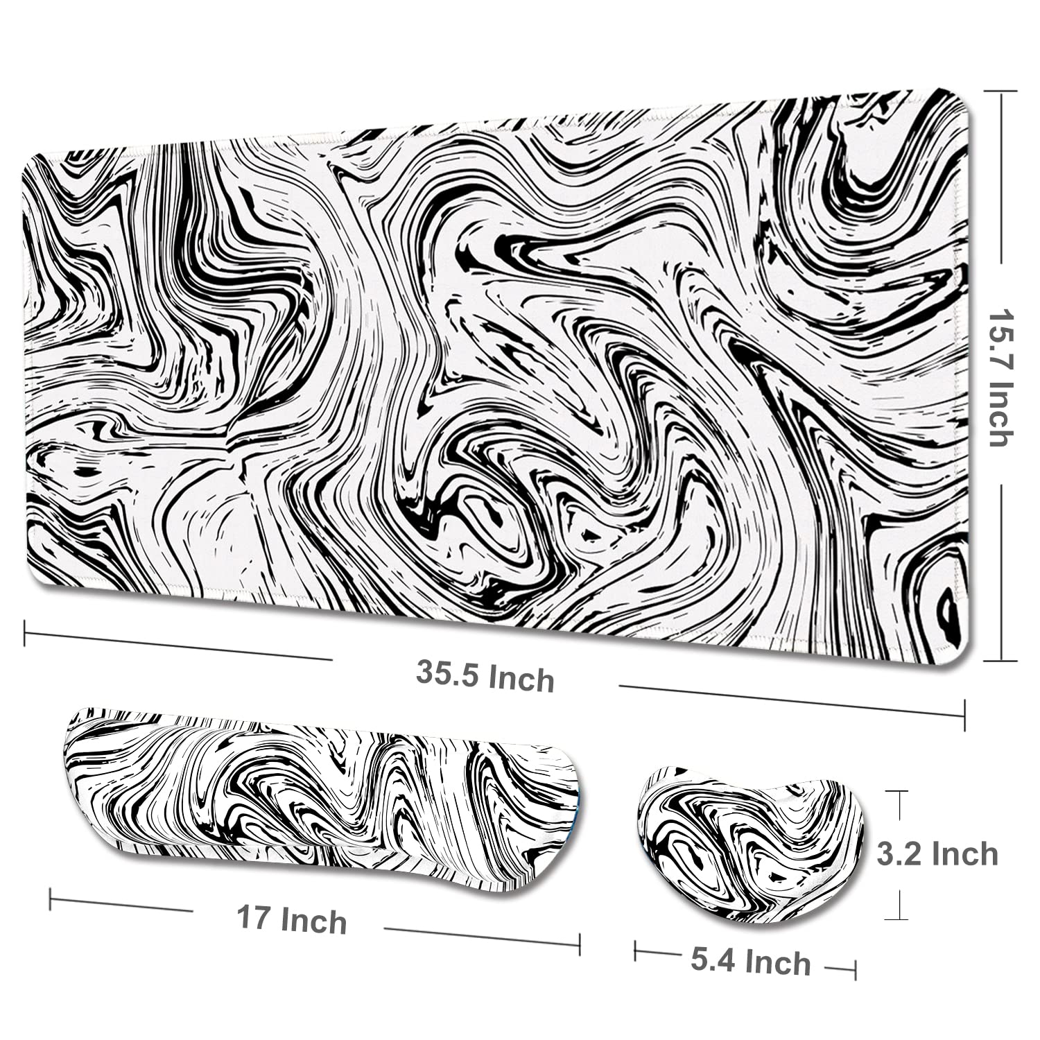 Keyboard Mouse Pad Set, XXL Large Desk Pad+Keyboard Wrist Rest+Mouse Wrist Cushion Support, Ergonomic Memory Foam, 35.5" x 15.7" Extended Mousepad,