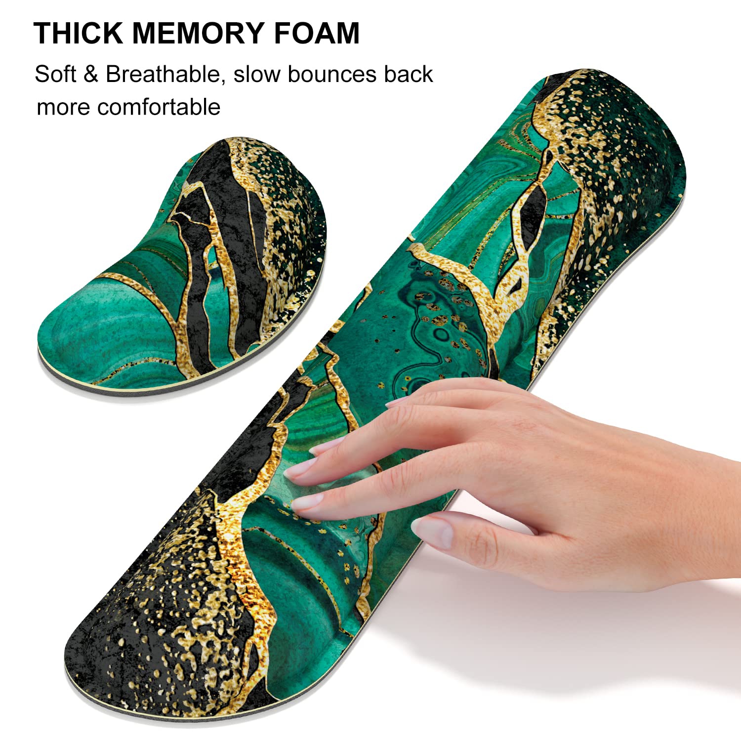 Keyboard Mouse Pad Set, XXL Large Desk Pad+Keyboard Wrist Rest+Mouse Wrist Cushion Support, Ergonomic Memory Foam, 35.5" x 15.7" Extended Mousepad,