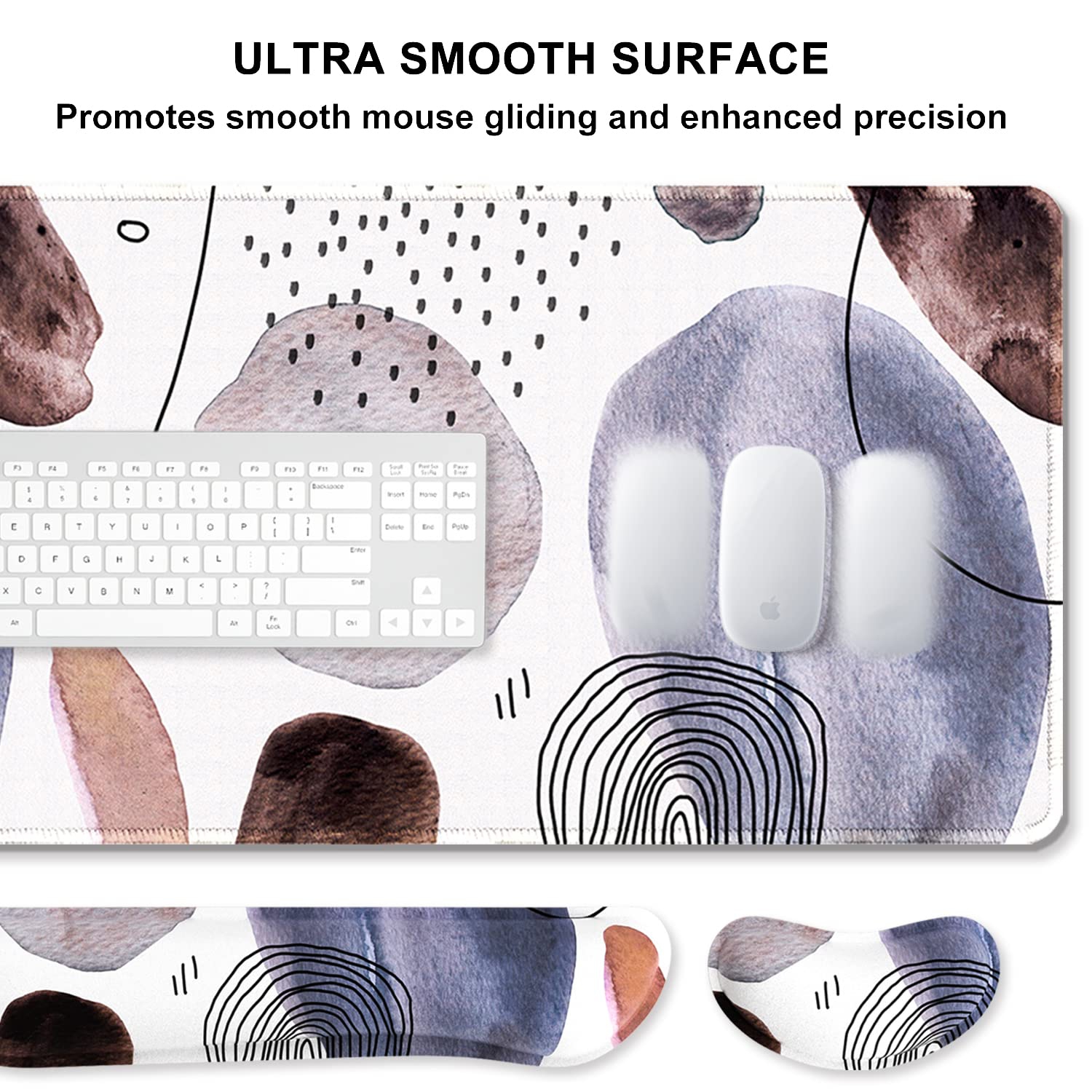 Keyboard Mouse Pad Set, XXL Large Desk Pad+Keyboard Wrist Rest+Mouse Wrist Cushion Support, Ergonomic Memory Foam, 35.5" x 15.7" Extended Mousepad,