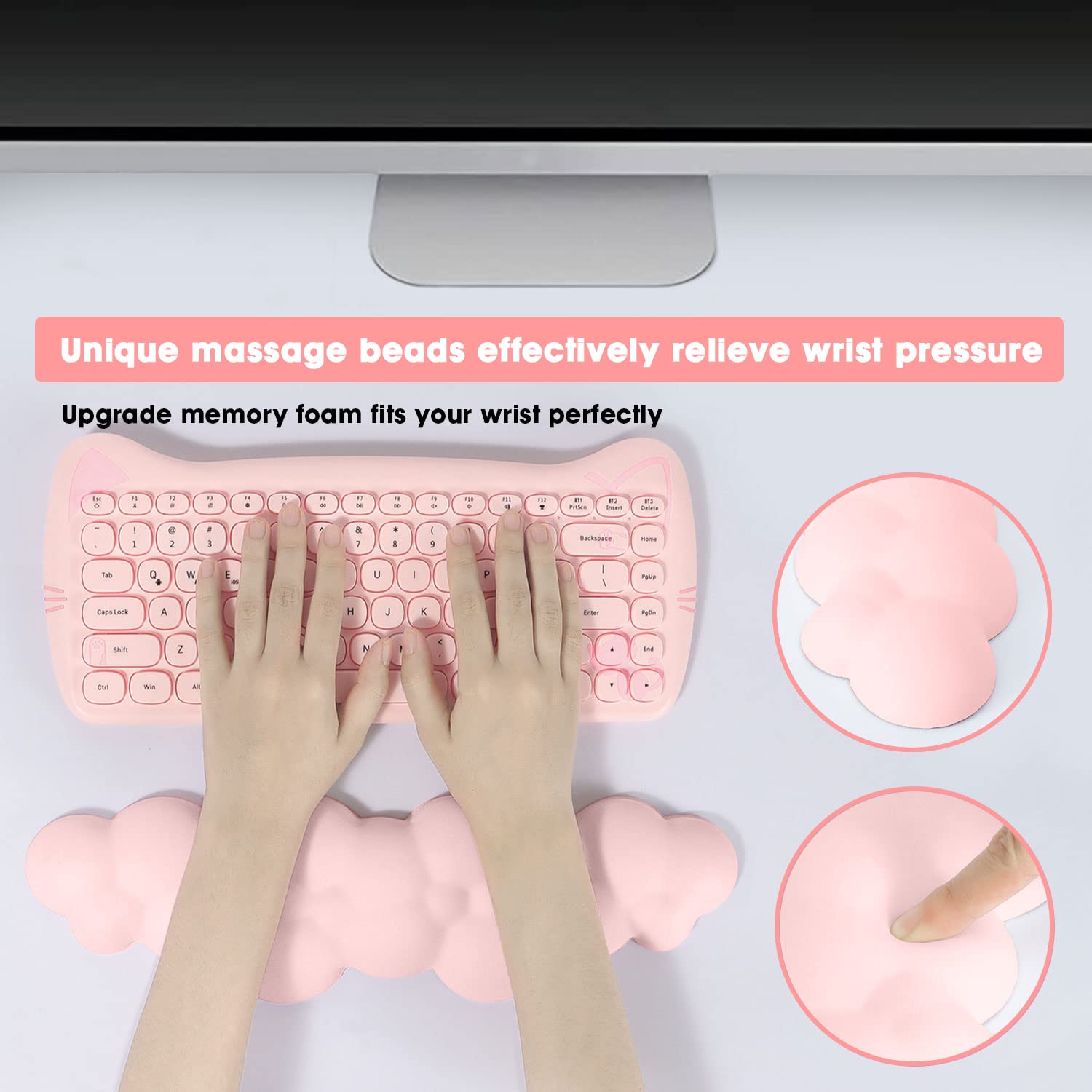 Gaming Keyboard Wrist Rest Pad,Memory Foam Keyboard Palm Rest, Ergonomic Hand Rest,Wrist Rest for Computer Keyboard,Laptop,Mac,Lightweight for Easy