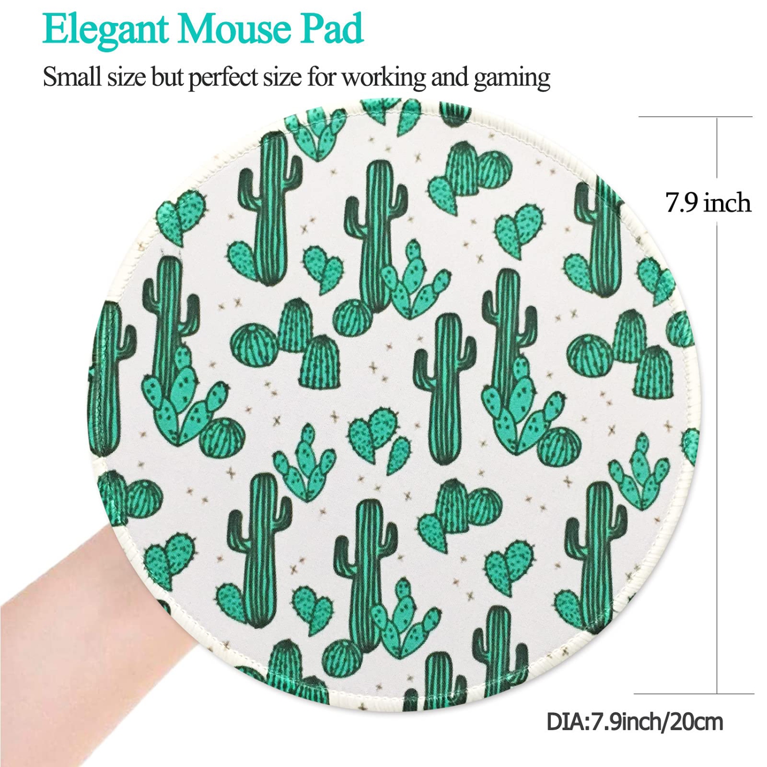 Mouse Pad Cute Cactus Pattern Premium-Textured Mouse Mat Gaming Mouse Pad Non-Slip Rubber Base Mousepad with Delicate Stitched Edge for Laptop,