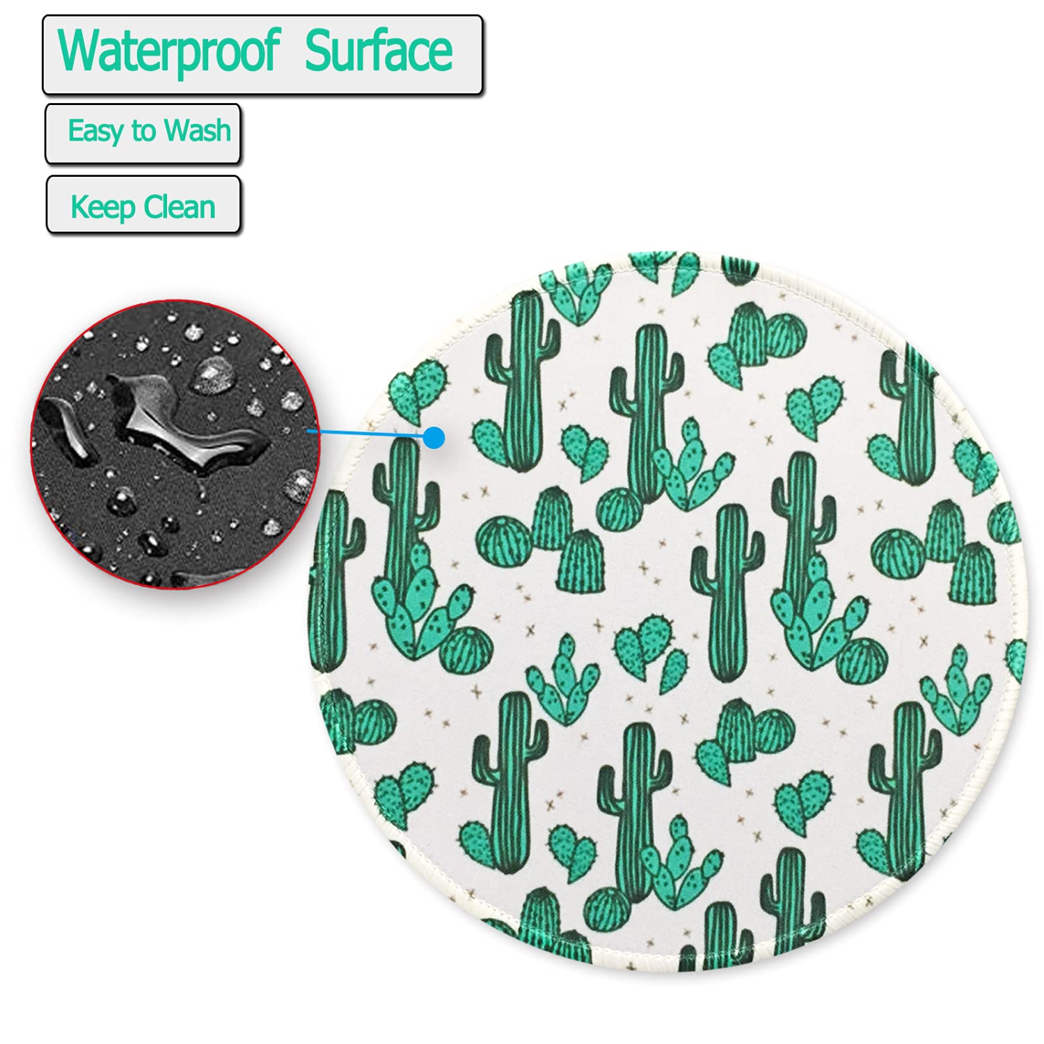 Mouse Pad Cute Cactus Pattern Premium-Textured Mouse Mat Gaming Mouse Pad Non-Slip Rubber Base Mousepad with Delicate Stitched Edge for Laptop,