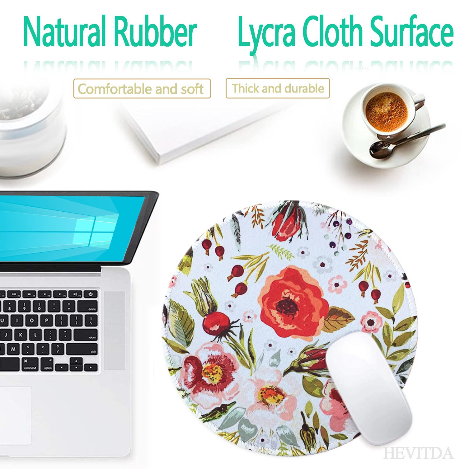 Mouse Pad Premium-Textured Mouse Mat Floral Mouse Pad Non-Slip Rubber Base Mousepad with Delicate Stitched Edge for Laptop, Computer & PC