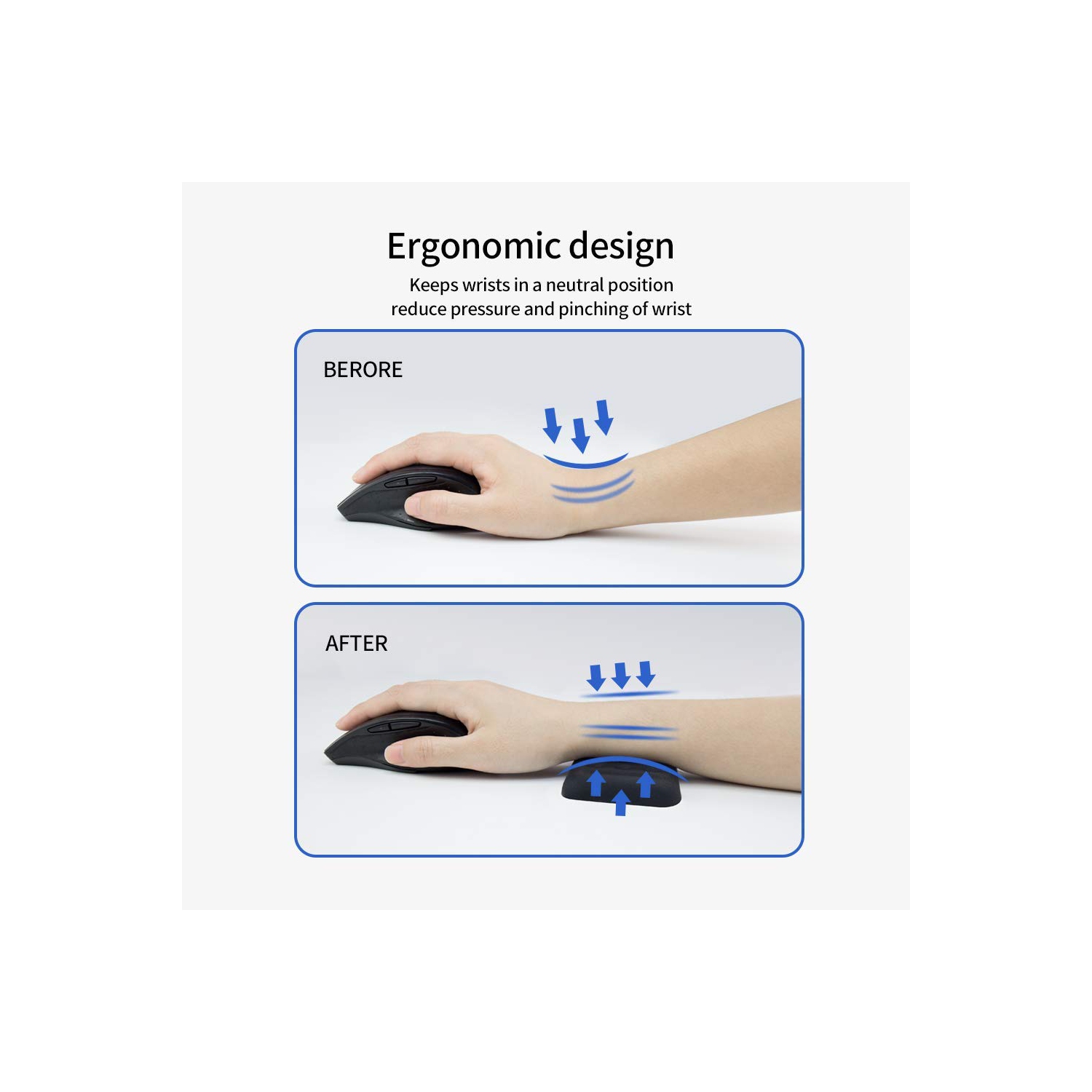 Mouse Wrist Rest Pad Padded Memory Foam Hand Rest Support for Office, Computer, Laptop, Mac Typing and Wrist Pain Relief and Repair