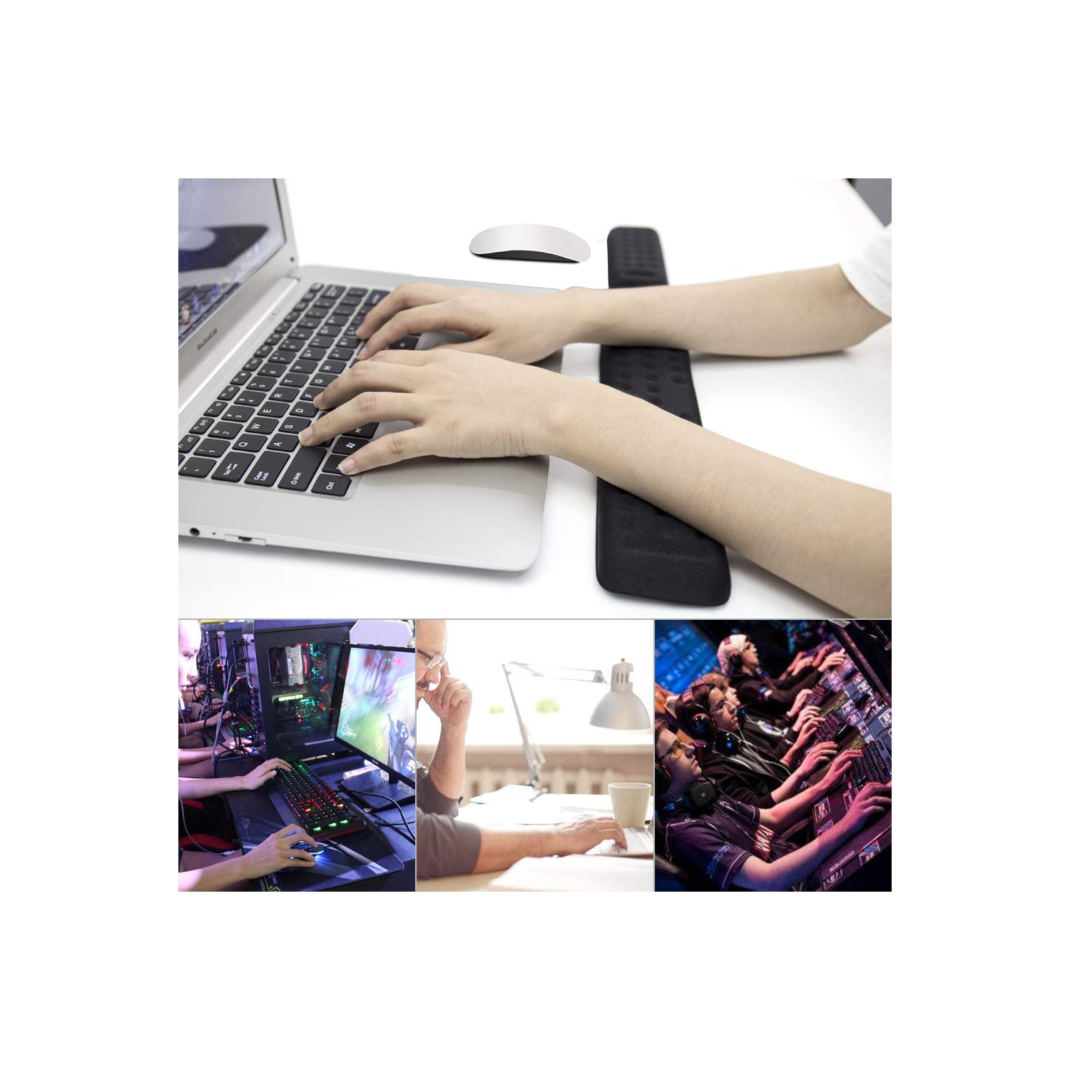 Keyboard and Mouse Wrist Rest Set Gaming Memory Foam Ergonomic Hand Palm Rest Support for Computer, PC, Laptop, Mac Typing and Wrist Pain Relief and