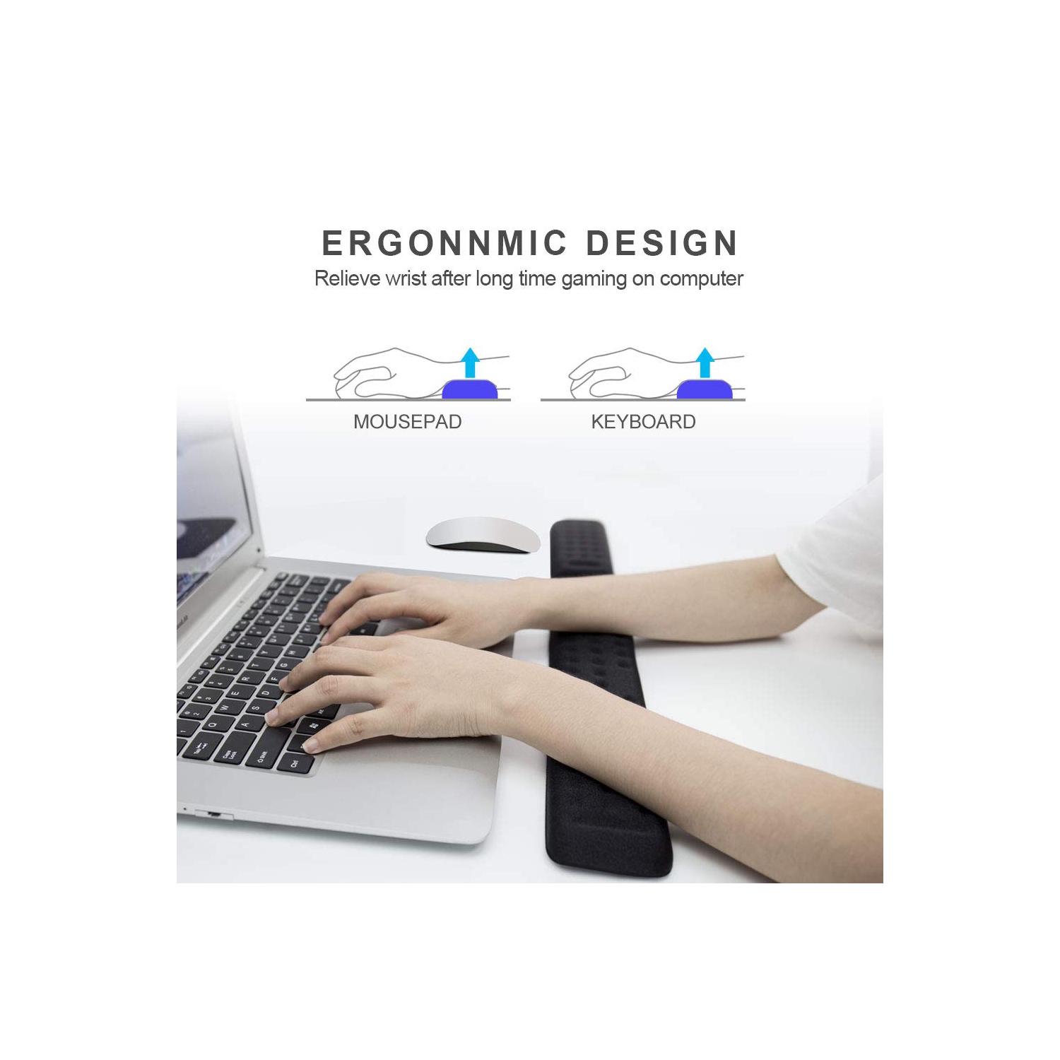 Keyboard Wrist Rest Gaming Tenkeyless Memory Foam Hand Palm Rest Wrist Rest Support for Office, Computer, Laptop, Mac Typing and Wrist Pain Relief