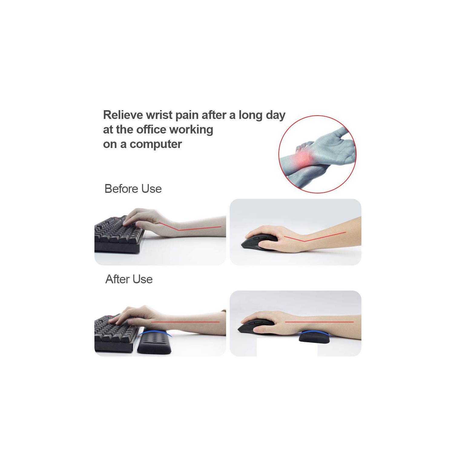 Keyboard Wrist Rest Gaming Tenkeyless Memory Foam Hand Palm Rest Wrist Rest Support for Office, Computer, Laptop, Mac Typing and Wrist Pain Relief