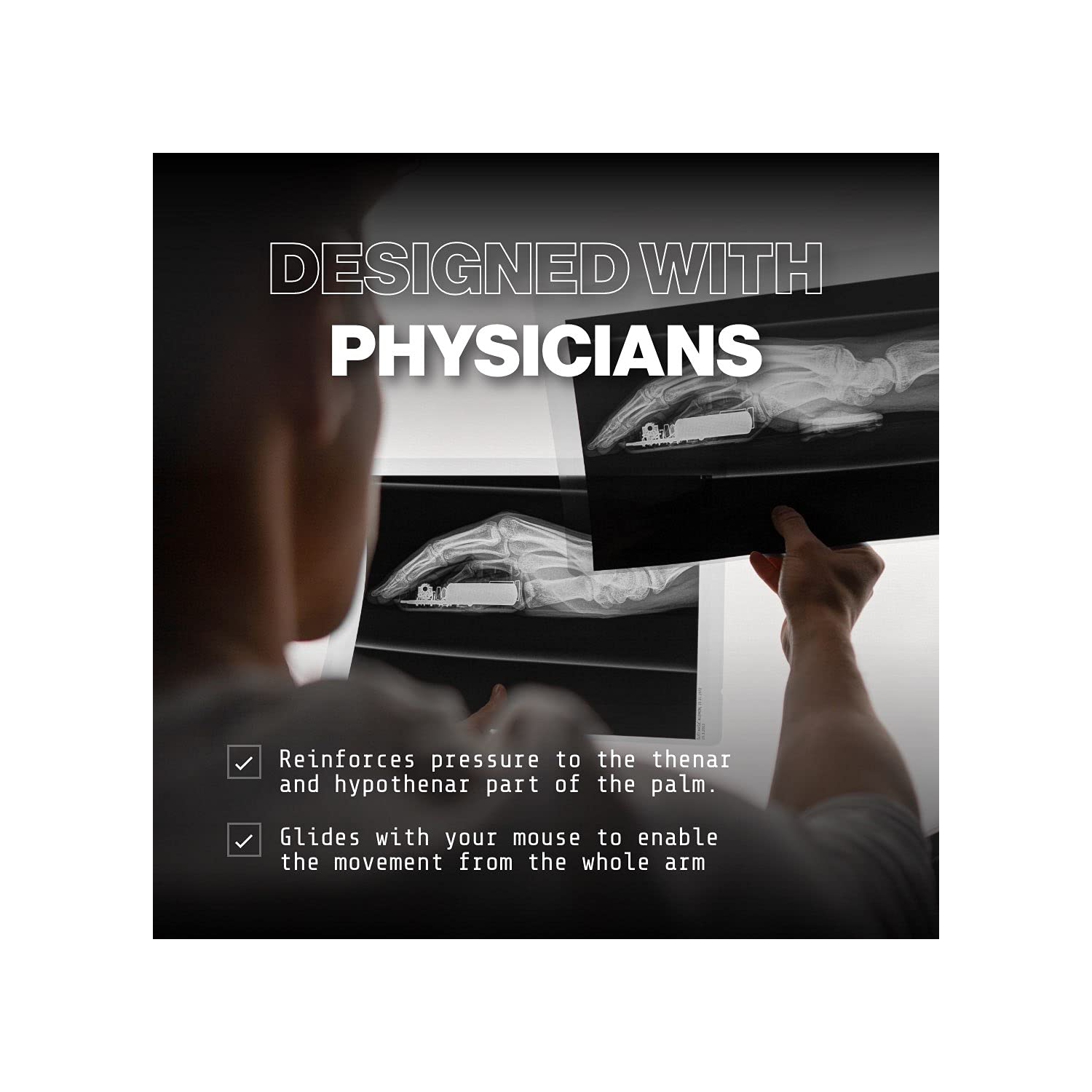 Carpio 2,0 - Repose-poignets ergonomique pour souris, support de tunnel carpial, soulagement de la douleur, antifatigue, Easy Glide, Élégant, bureau,