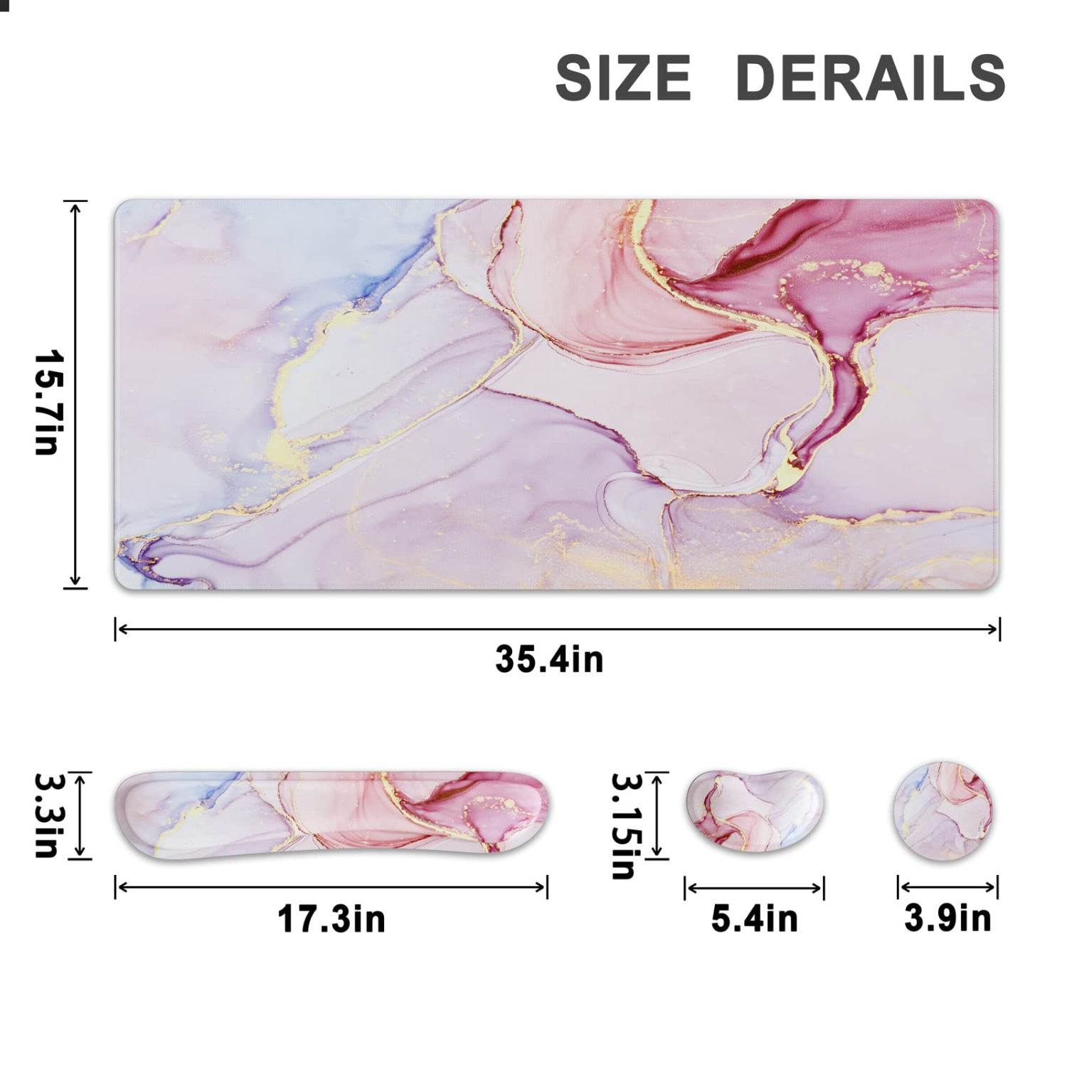 4 in 1 Large Mouse Pad Keyboard Wrist Rest Set, Extended Gaming Mouse Pad with Wrist Support, Ergonomic Non-Slip Desk Mat for Office, Home