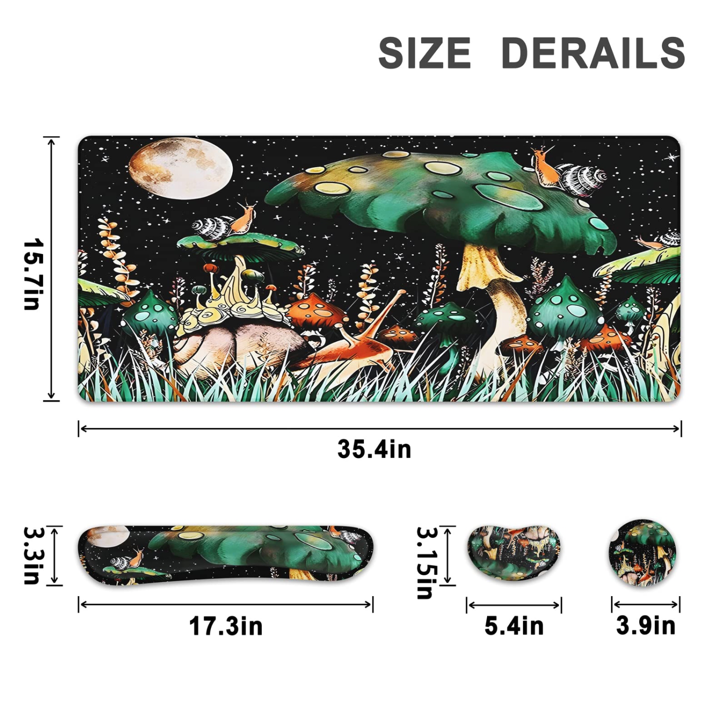 Grand tapis de souris 4-en-1, repose-poignet, long tapis de souris de jeu avec repose-poignets, tapis de bureau ergonomique antidérapant pour le