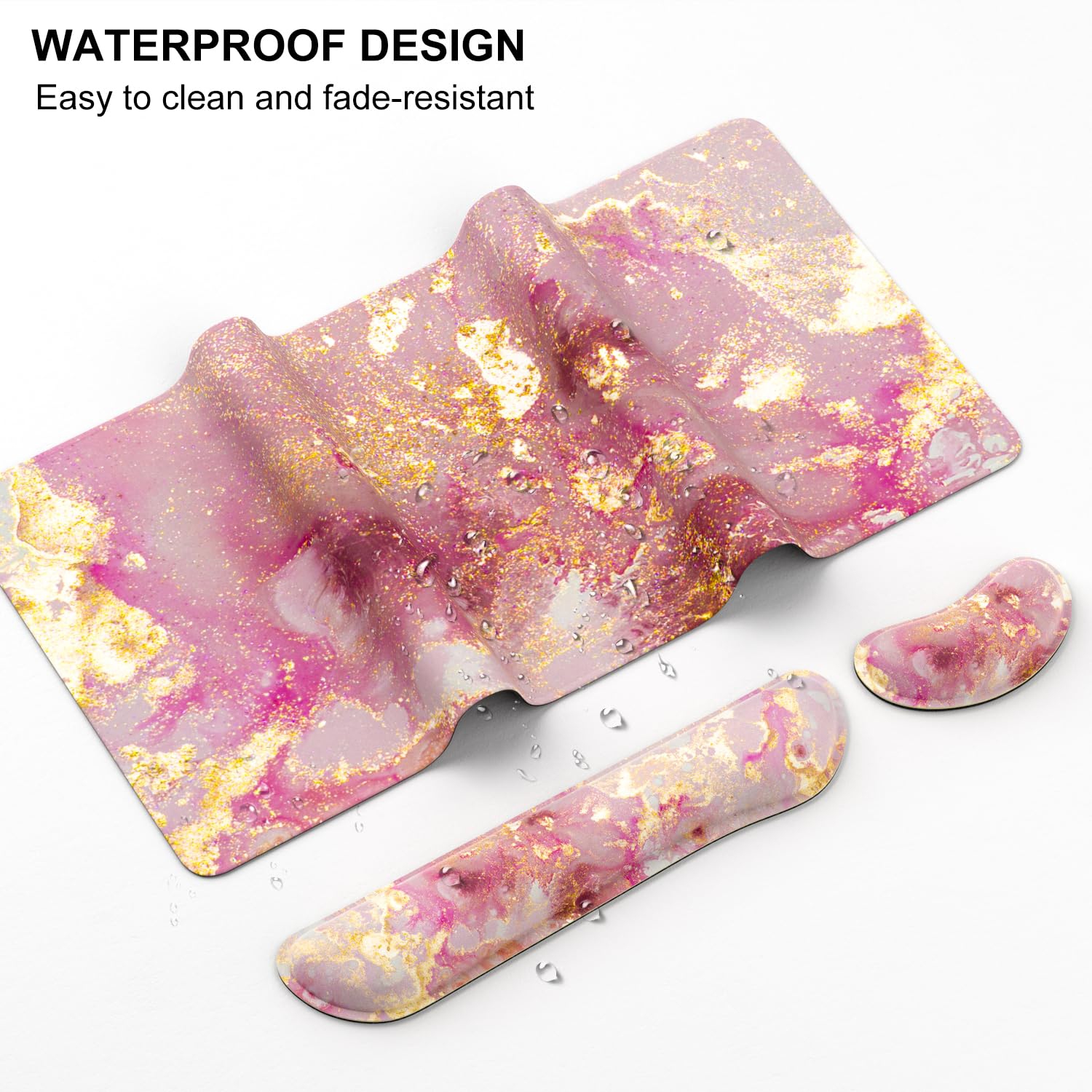 Keyboard Mouse Pad Set, XXL Large Desk Pad+Keyboard Wrist Rest+Mouse Wrist Cushion Support, Ergonomic Memory Foam, 35.5" x 15.7" Extended Mousepad,