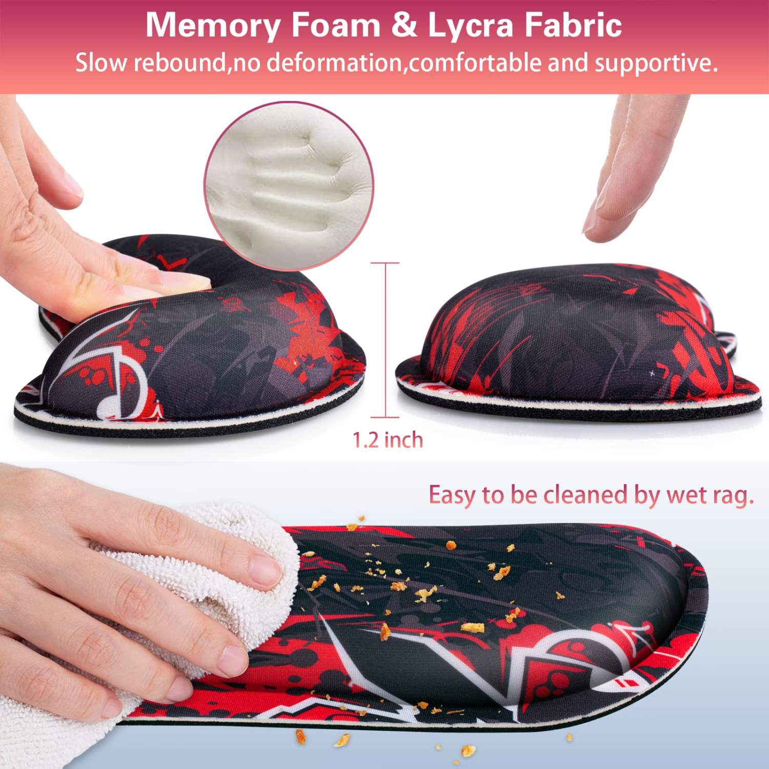 Keyboard Wrist Rest, Keyboard Wrist Rest Pad and Mouse Wrist Rest Kit, Soft Fabric Memory Foam Gaming Wrist Rest Cushion Support Pad, Easy Typing