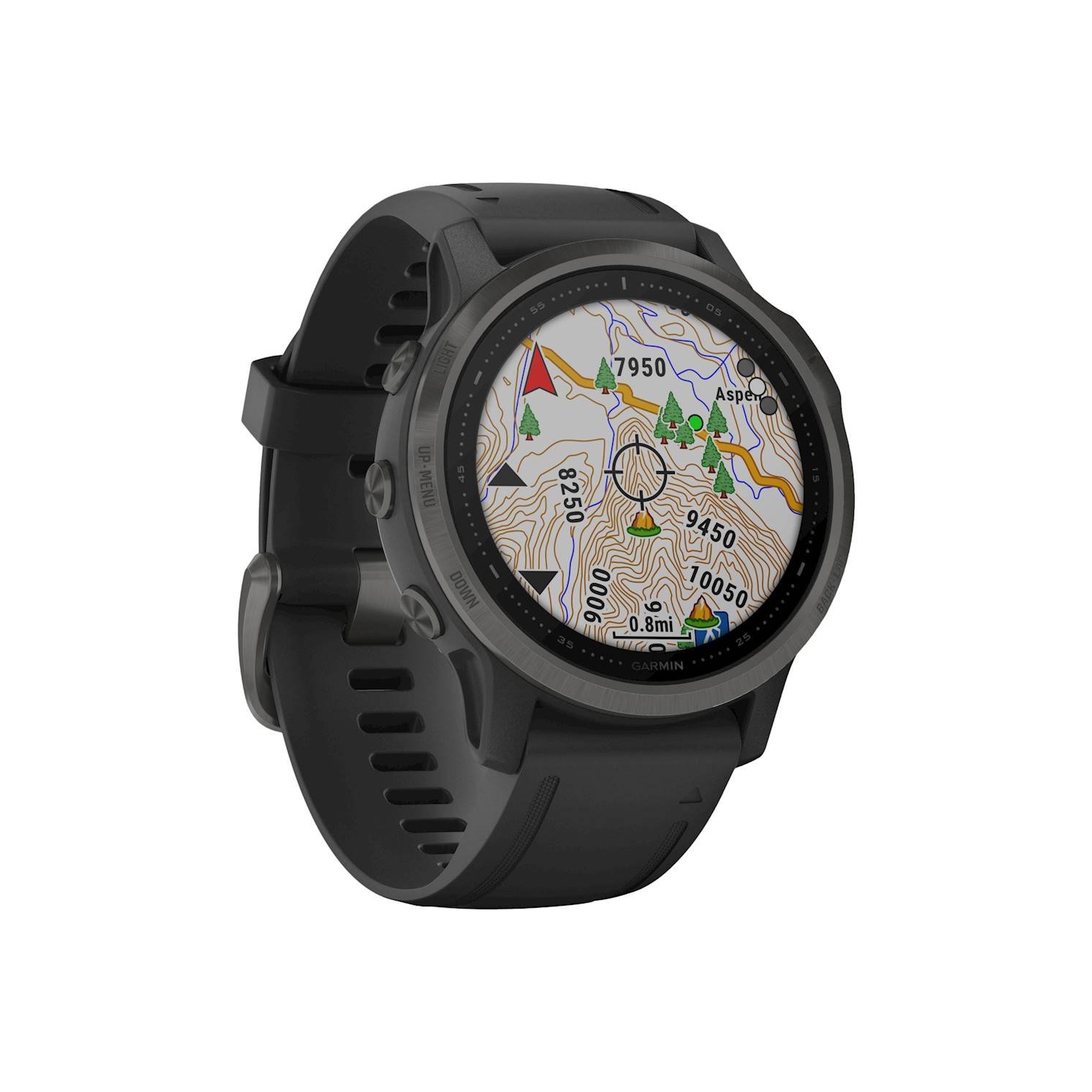 Refurbished (Excellent) - Garmin Fenix 6S Sapphire GPS Smartwatch 30mm Fiber-Reinforced Polymer - Carbon Gray DLC with Black Silicone Band