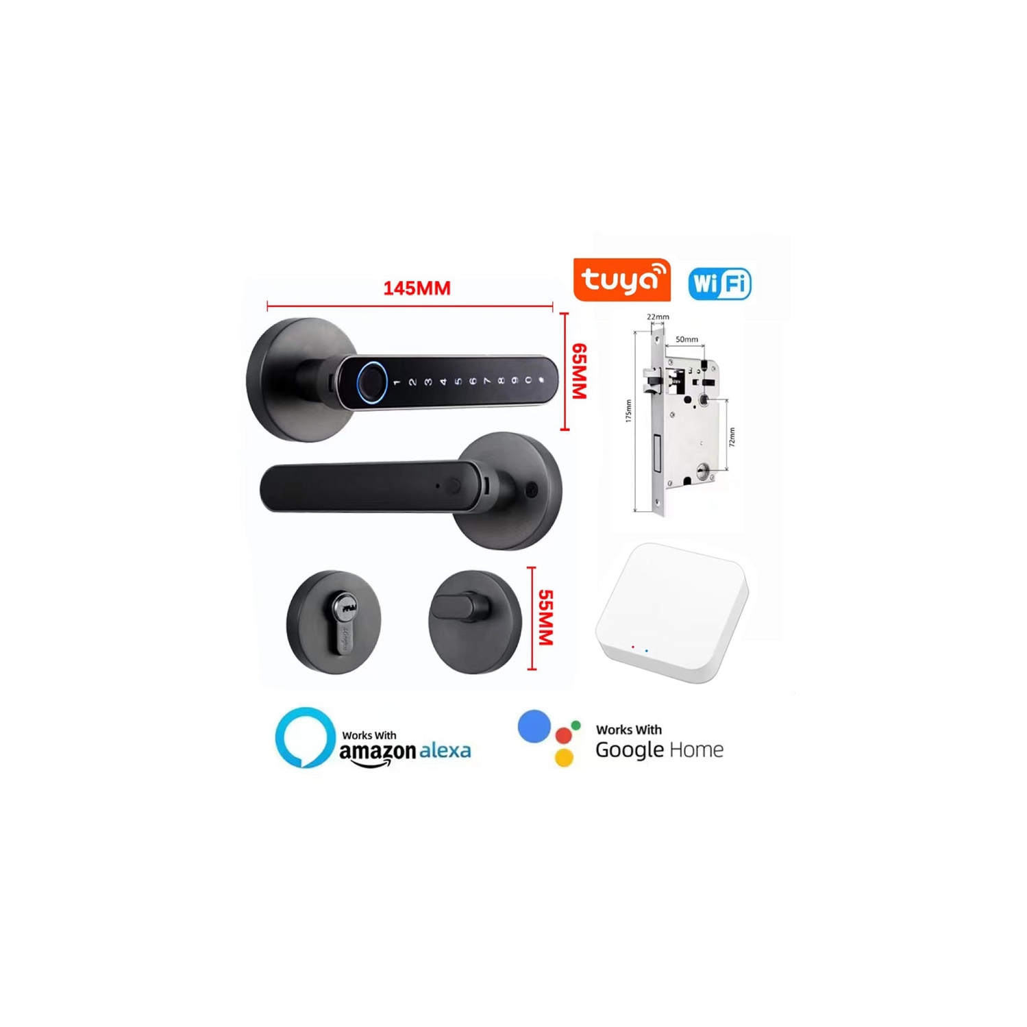 ISPEKTRUM iSM06 Biometric Smart Door Lock with Keypad Keyless Entry Fingerprint Door Handlesets, Passcodes, Keys Unlock for Home, Apartment, Office,