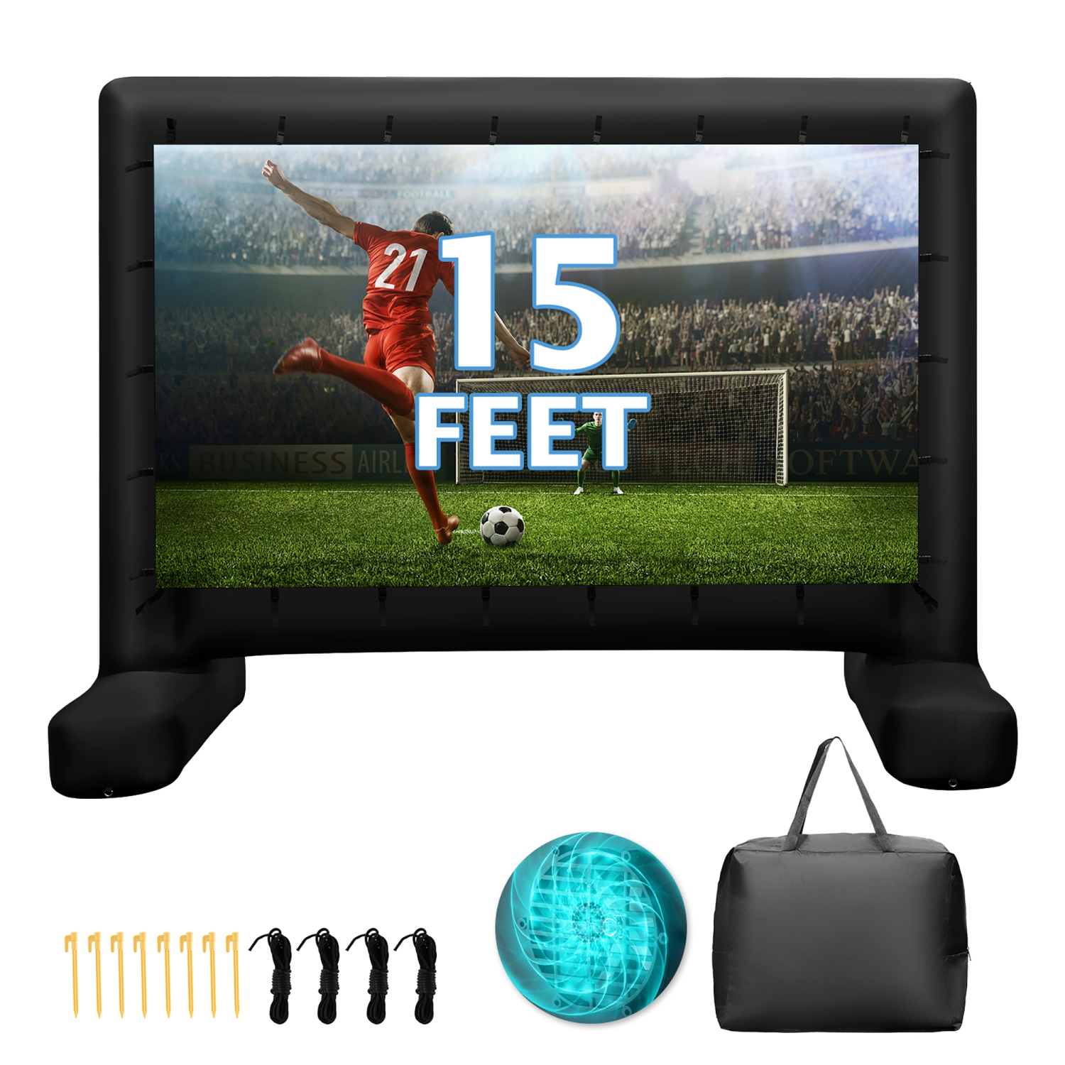 Gymax 15 Ft Inflatable Movie Screen Outdoor Projector Screen w/ Air Blower Carry Bag