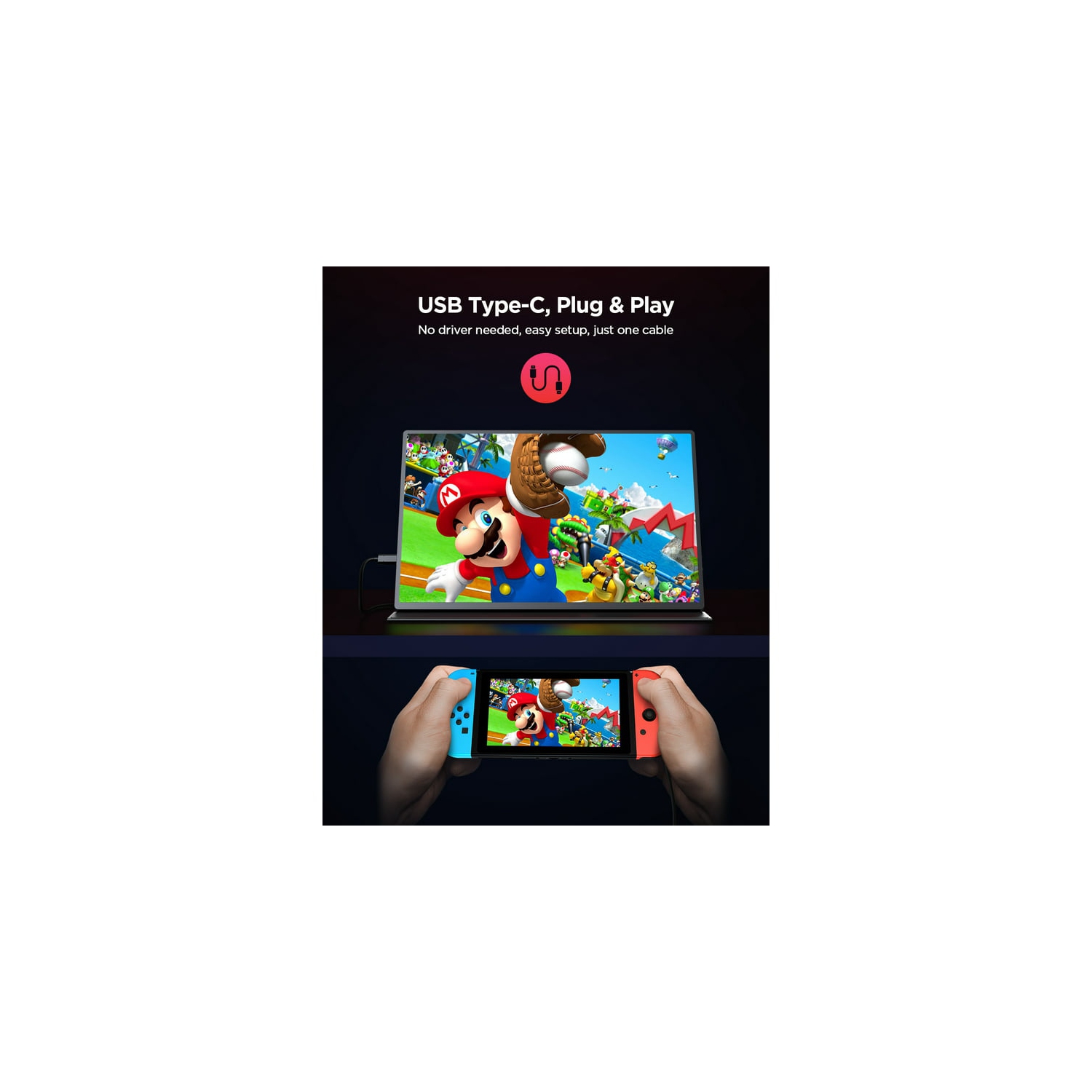 Refurbished Excellent UPERFECT 120HZ Gaming Monitor 16" 2K QHD Laptop Monitor for PS5, Xbox, Nintendo Switch, HDR FreeSync