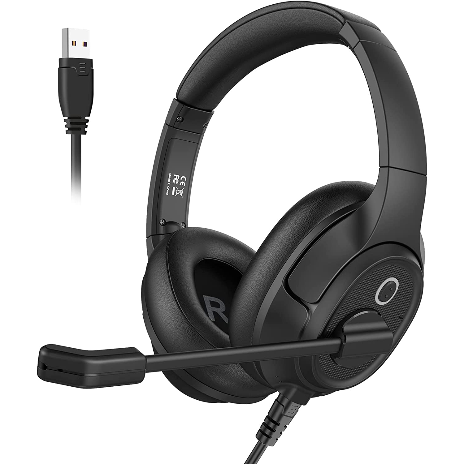 EKSA Headset with Microphone for PC, Noise Canceling Over-Ear Headphones for Laptop, USB Headset for Computer, Comfort Wired Headset with Busy Light, Mute Switch & Volume Control