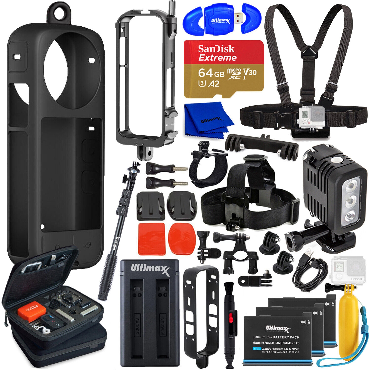 Extreme Accessory Bundle for Insta360 ONE X3 Pocket Action Camera