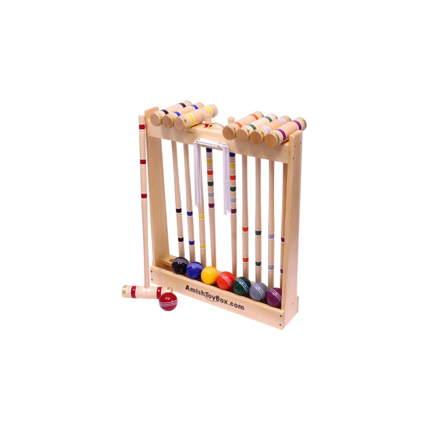 8 Player Pro Croquet Set 32" in Wooden Stand