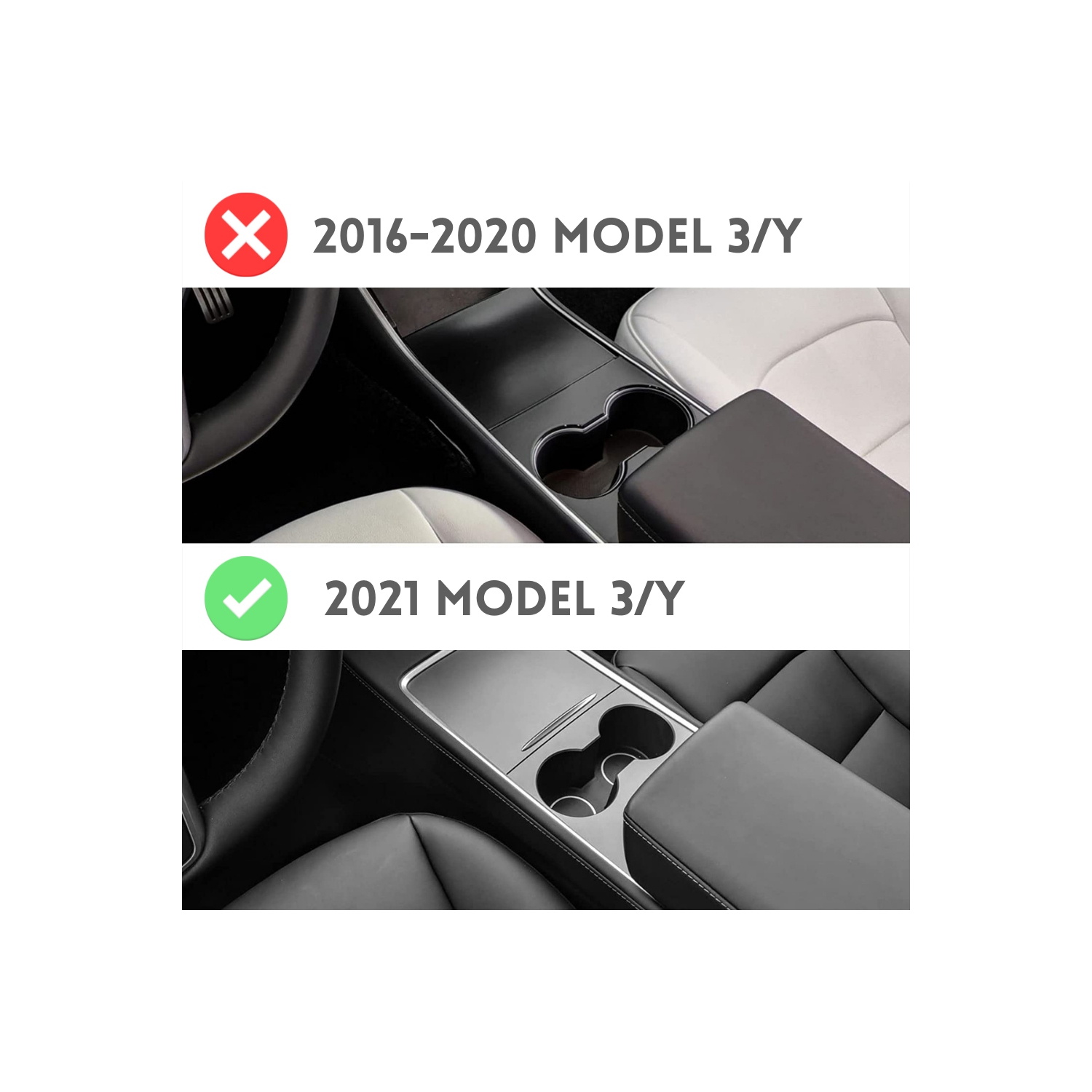 BATTPIT Tesla Model 3 2021 2022 and Model Y Center Console Organizer Tray Flocking Armrest Hidden Cubby Drawer Storage Box