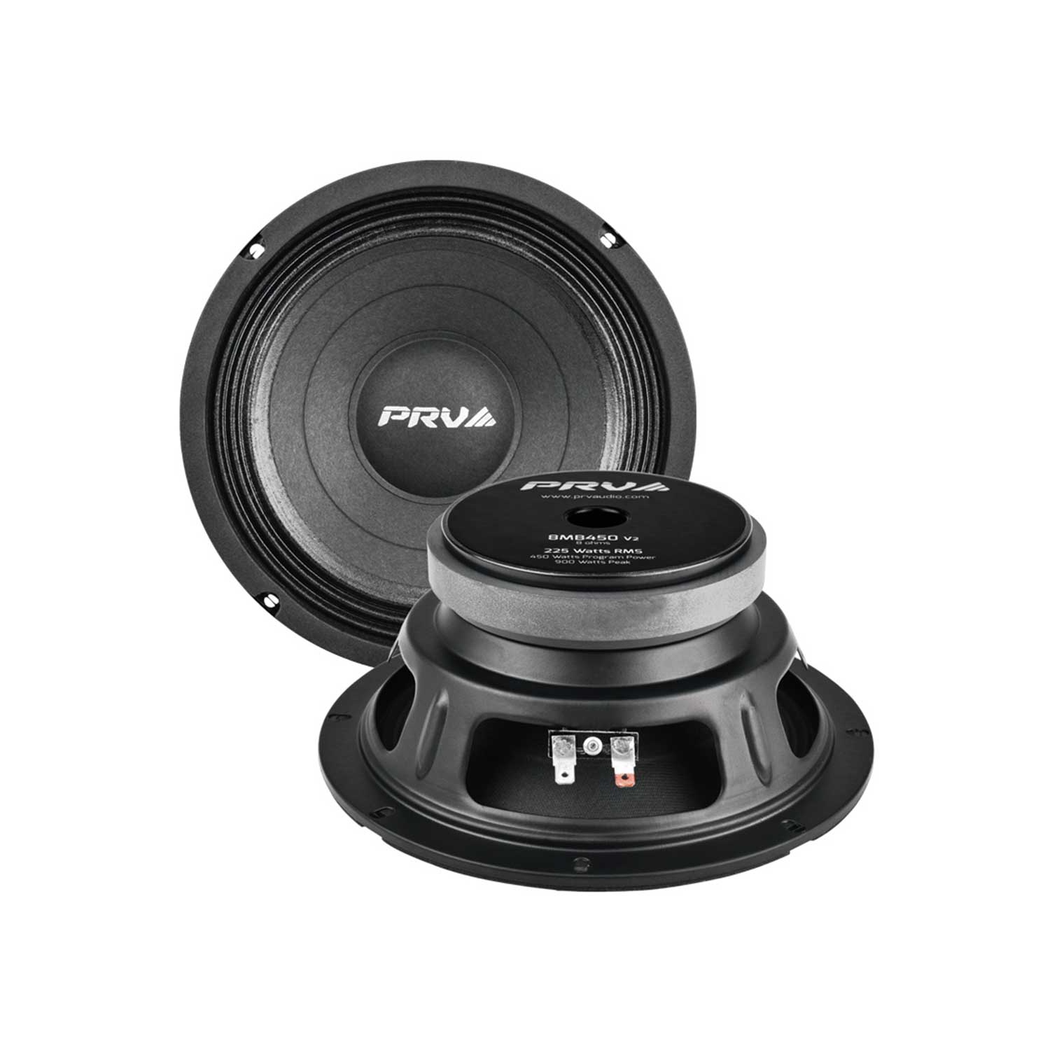 PRV Audio 8MB450 V2 8" 450W Program Power 8-Ohms Car Audio Midbass Loudspeaker