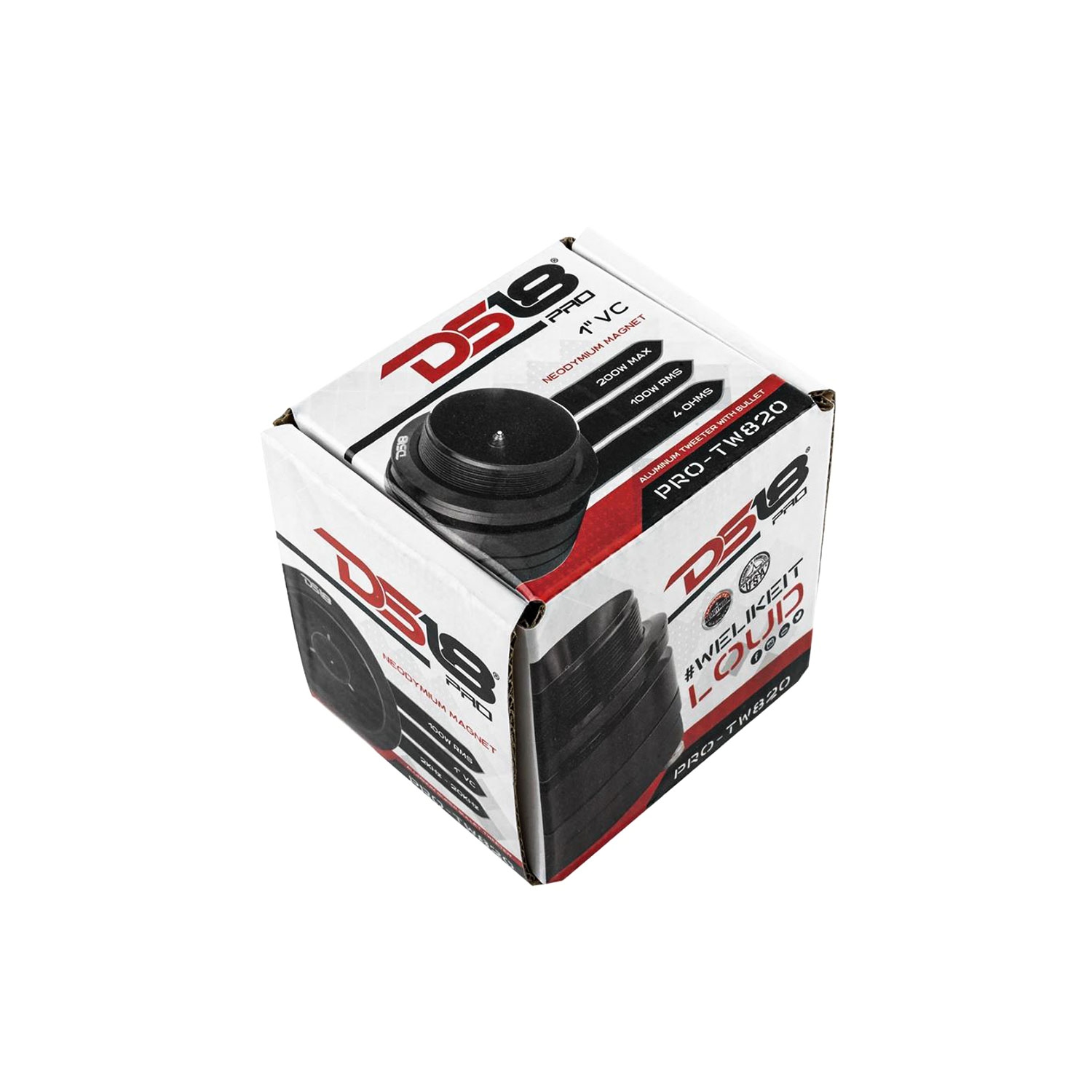 DS18 PRO-TW820 200 W Max 1" VC 4-Ohms Stereo Car Audio Super Bullet Tweeter