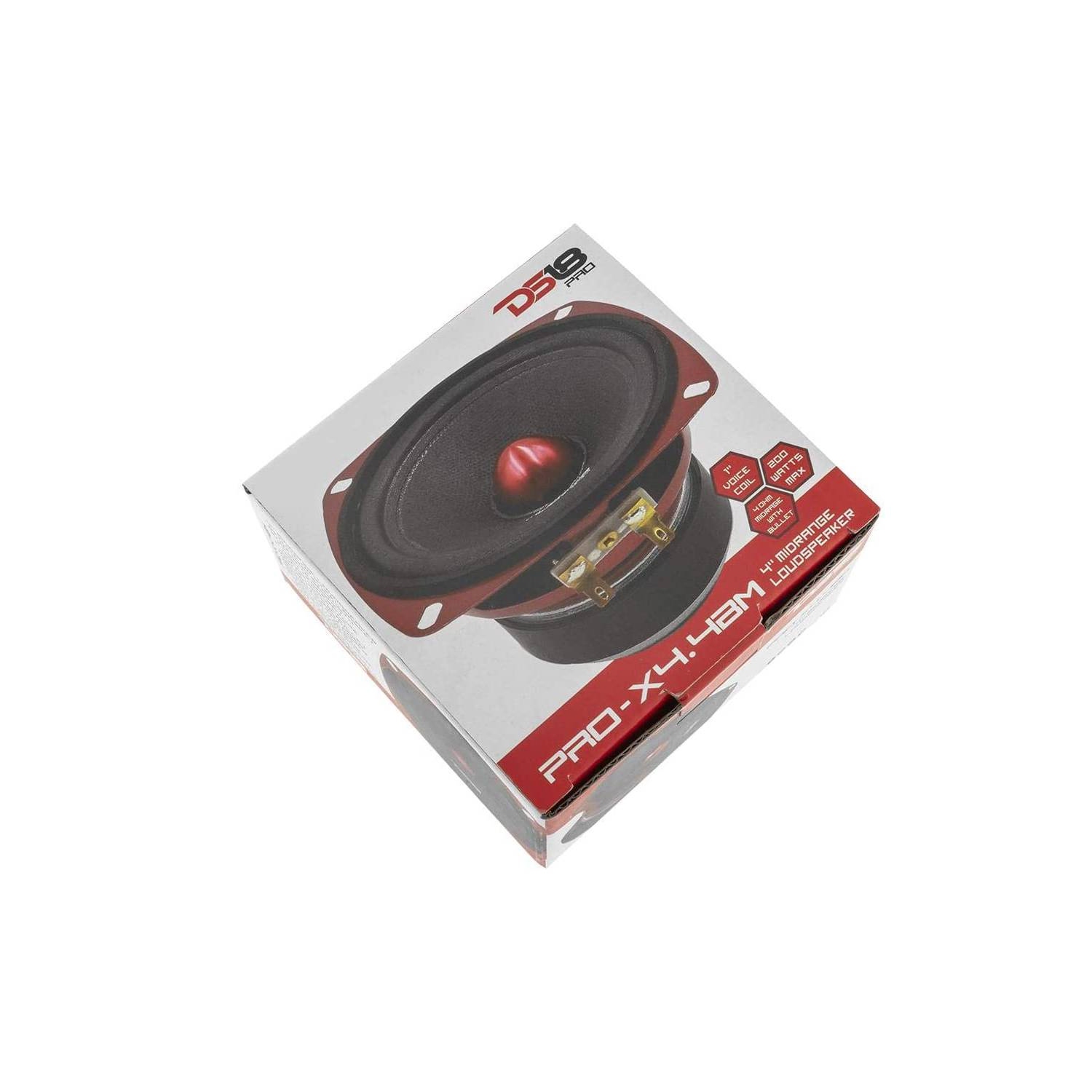 DS18 PRO-X4.4BM 200 Watts Max Power 4 Ohm 4" Bullet Midrange Car Audio Loudspeaker