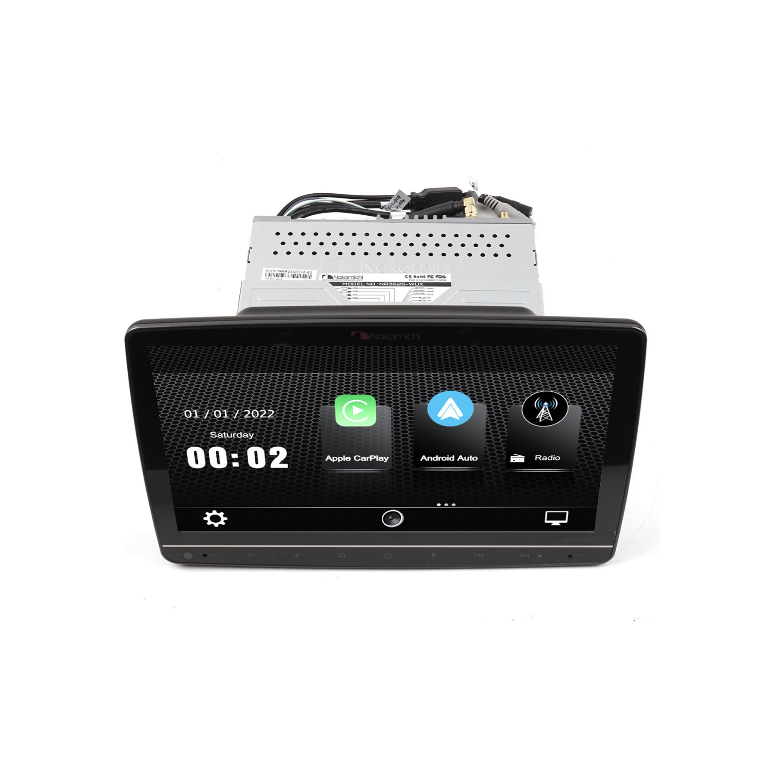 Nakamichi NA3625-WUX récepteur Bluetooth 1 DIN sans Mechless MP3 avec écran tactile de 10,1 po