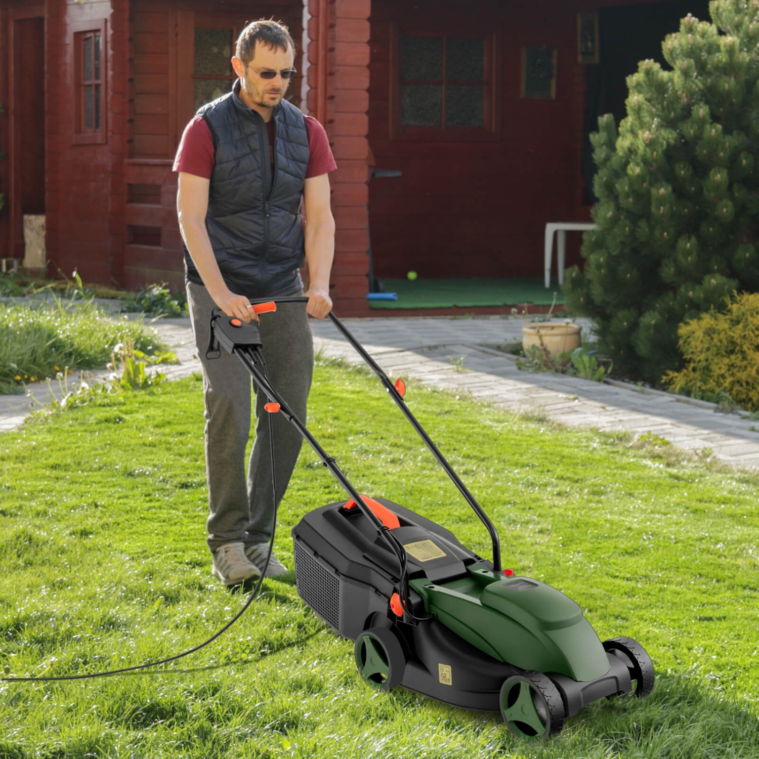 Costway Electric Corded Lawn Mower 10/12-AMP 13/14-Inch Walk-Behind Lawnmower with Collection Box