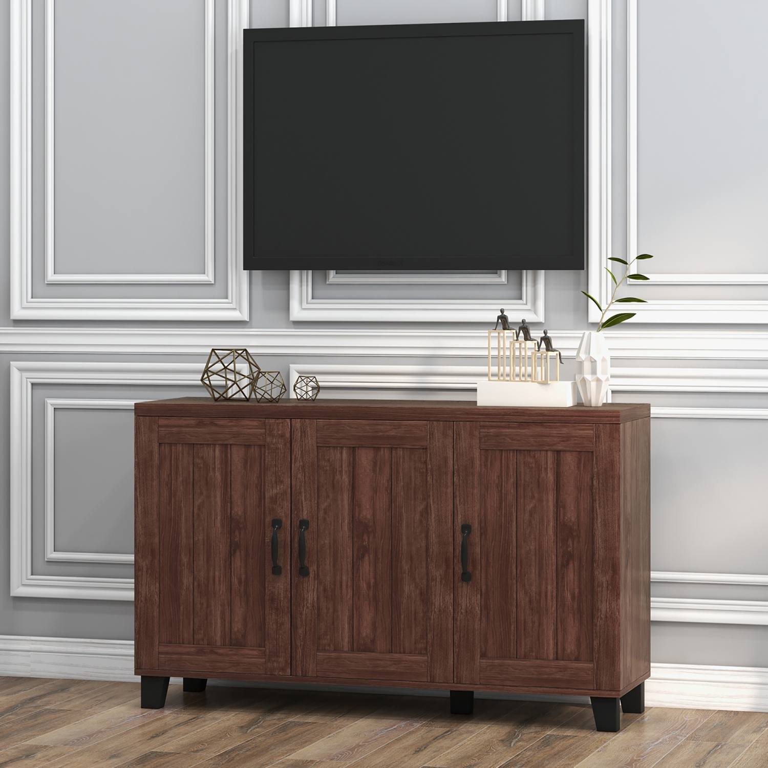 Costway 3-Door Buffet Sideboard Storage Credenza Cabinet Console Adjustable Shelf