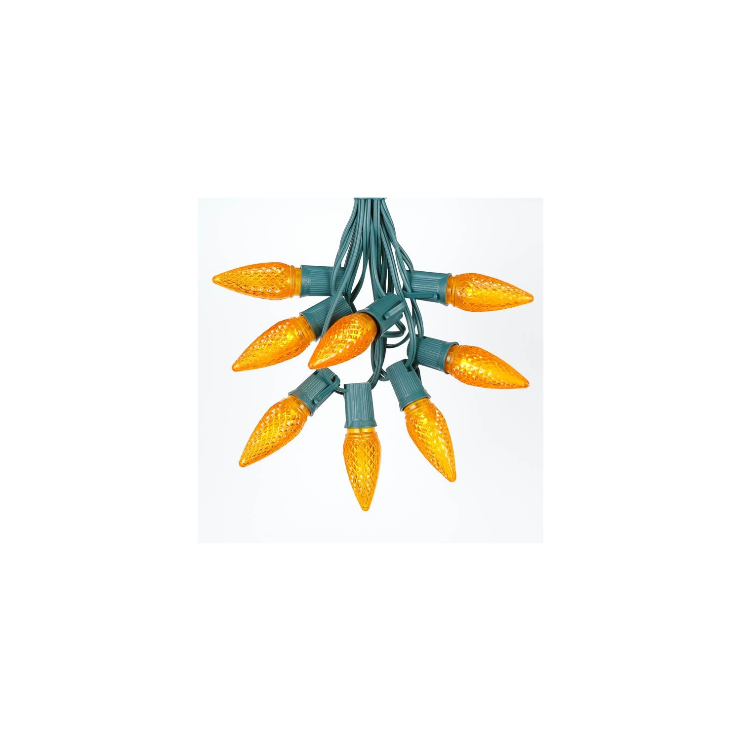 25 Foot C9 LED Outdoor Lighting Patio Christmas String Light Set, Green Wire, 25 Bulbs