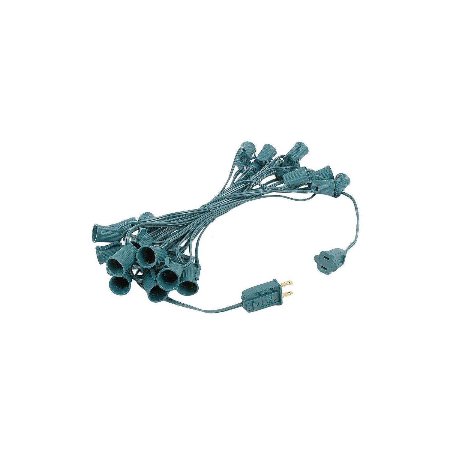 25 Foot C9 LED Outdoor Lighting Patio Christmas String Light Set, Green Wire, 25 Bulbs