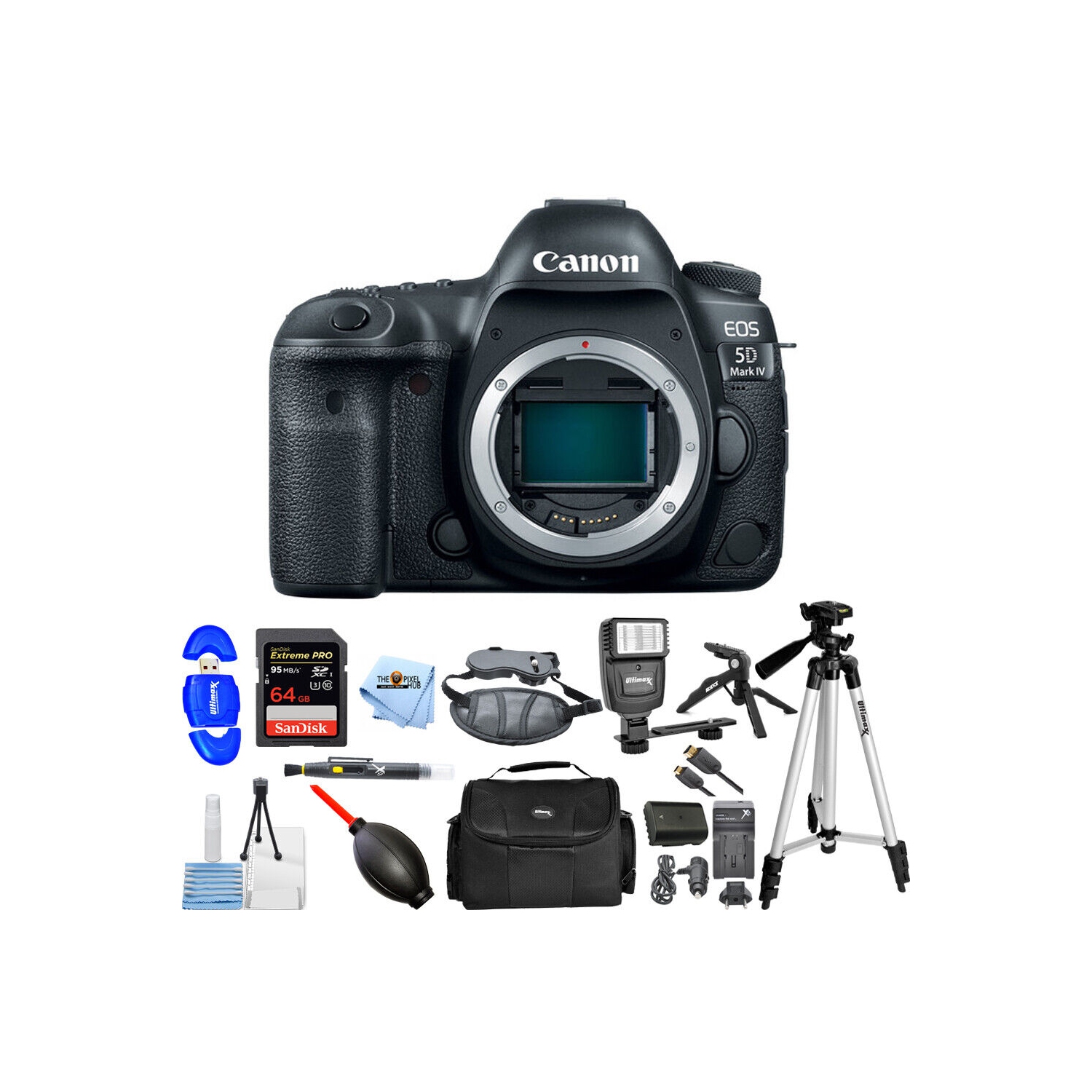 Canon EOS 5D Mark IV 4K DSLR Camera 1483C002 Pro 64GB Flash Bundle