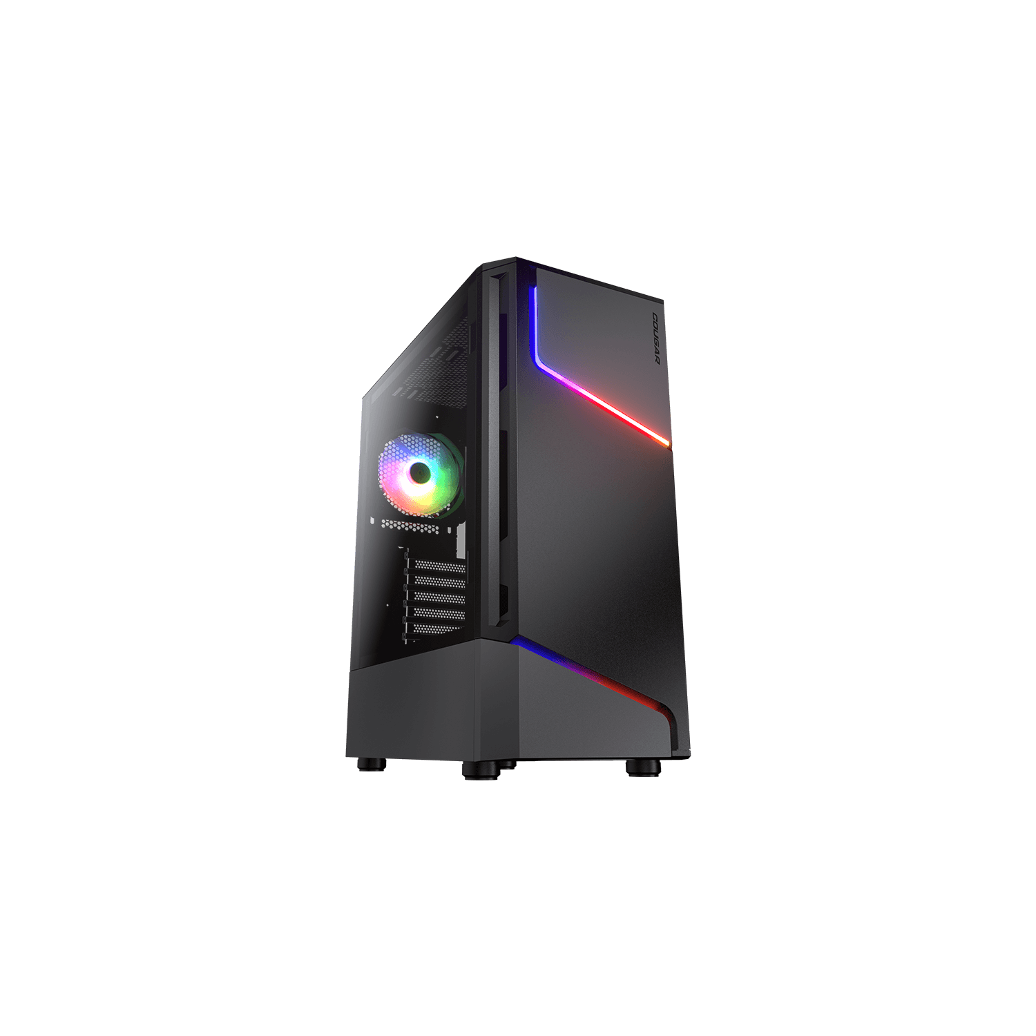 Cougar – Mini tour d'ordinateur RVB ATX MX360, panneau latéral en verre trempé, 1 ventilateurs 120&nbsp;mm ARGB préinstallés, noir