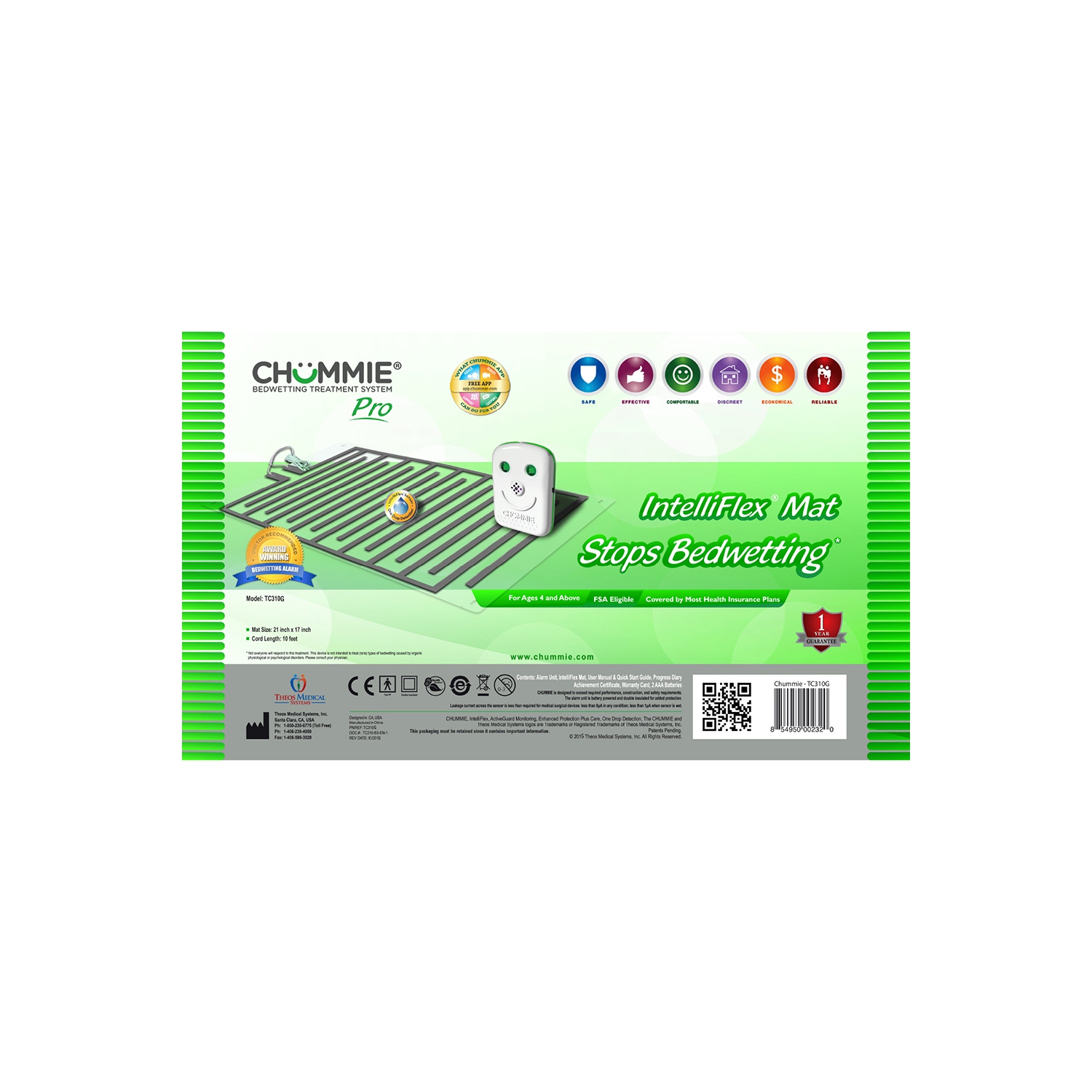 Alarme de mouillage du lit de chevet de Chummie Pro pour enfants, adolescents adultes et sommeil profond – système de traitement confortable et