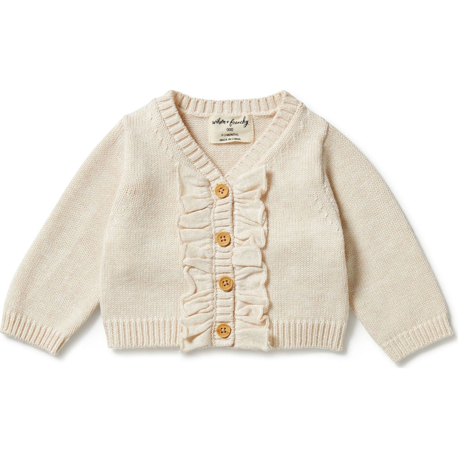 Cardigan à volants en tricot Wilson + Frenchy - mélange sable